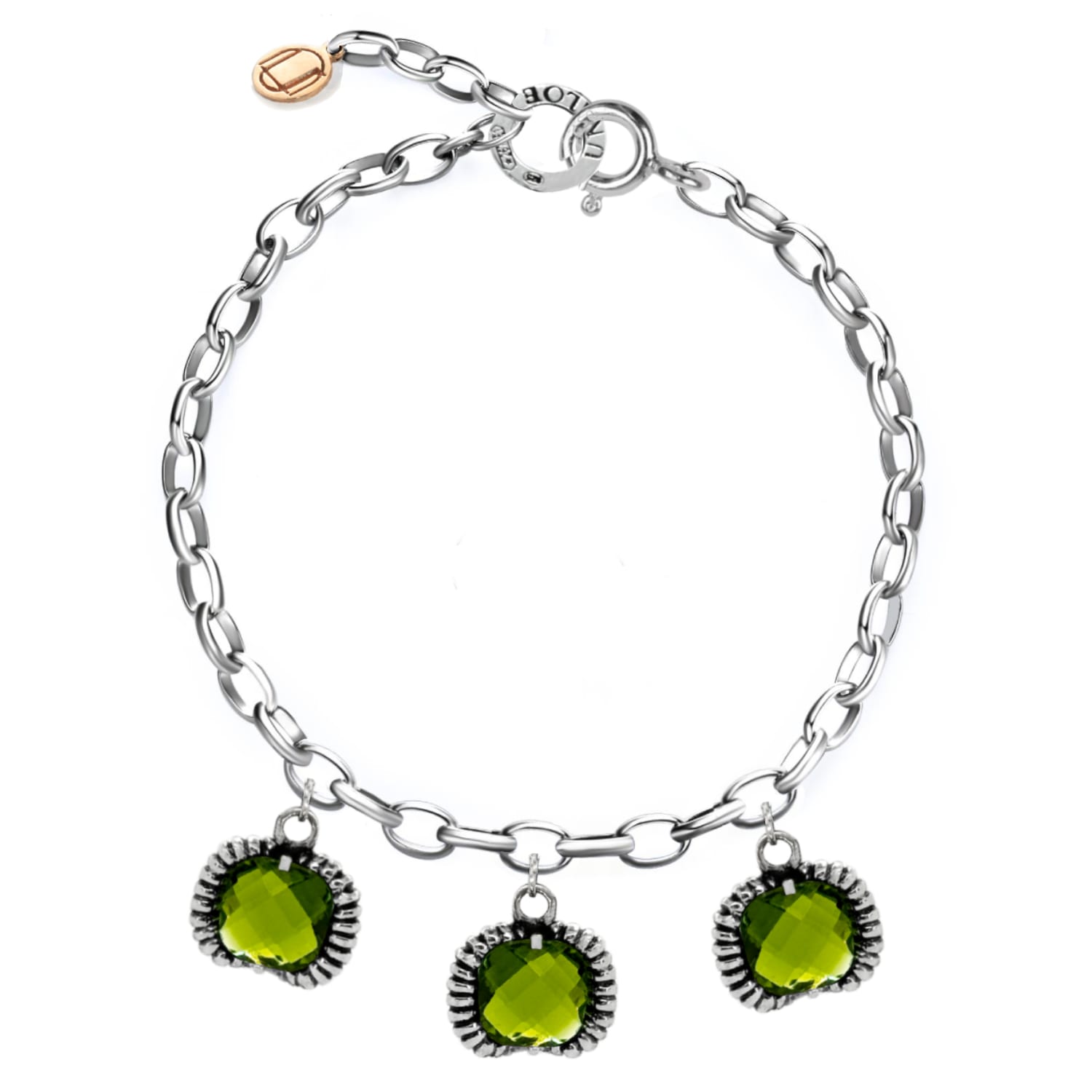 Super Fantasy Bracelet Silver– Timeless Elegance With Three Green Crystal