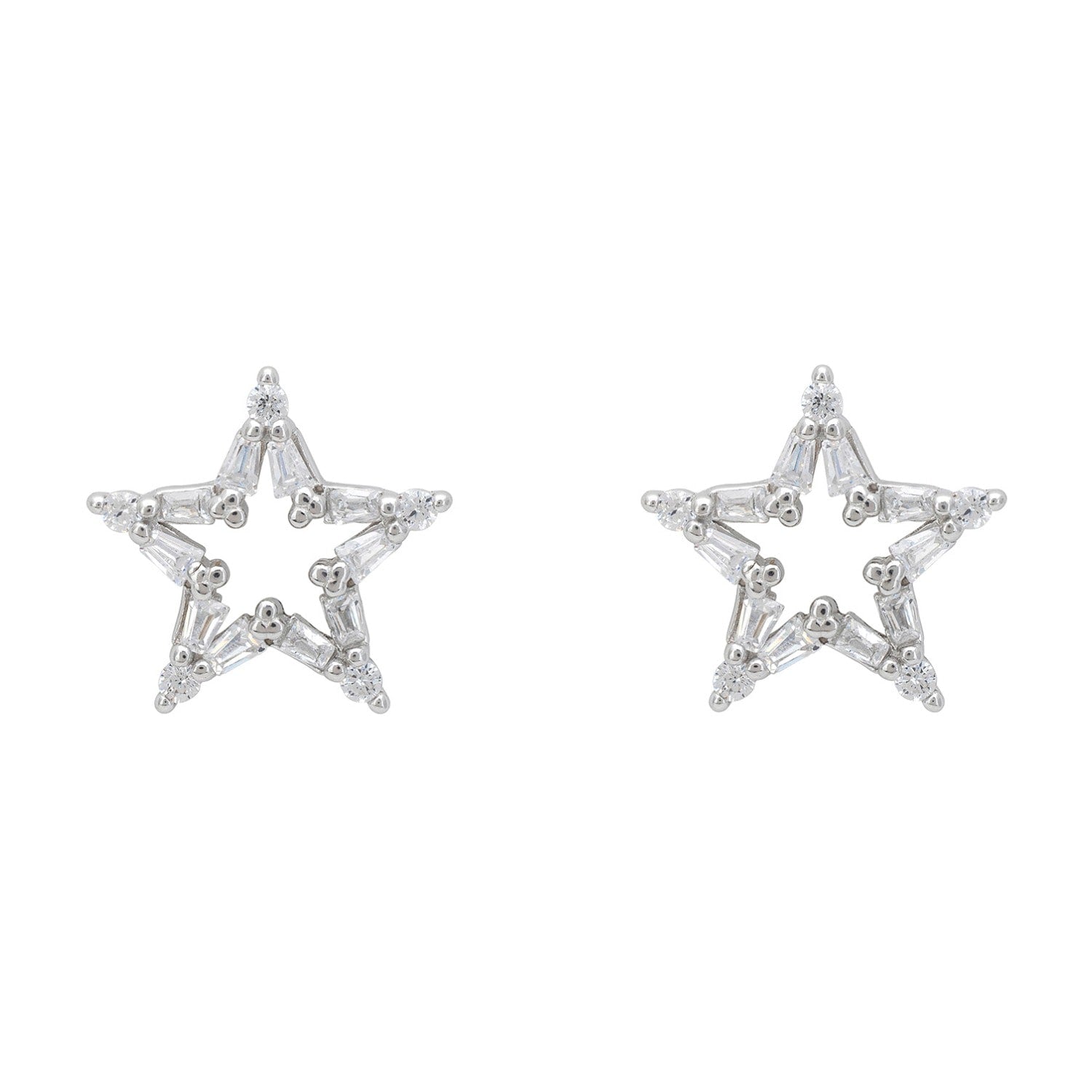 Super Nova Star Stud Earrings Silver