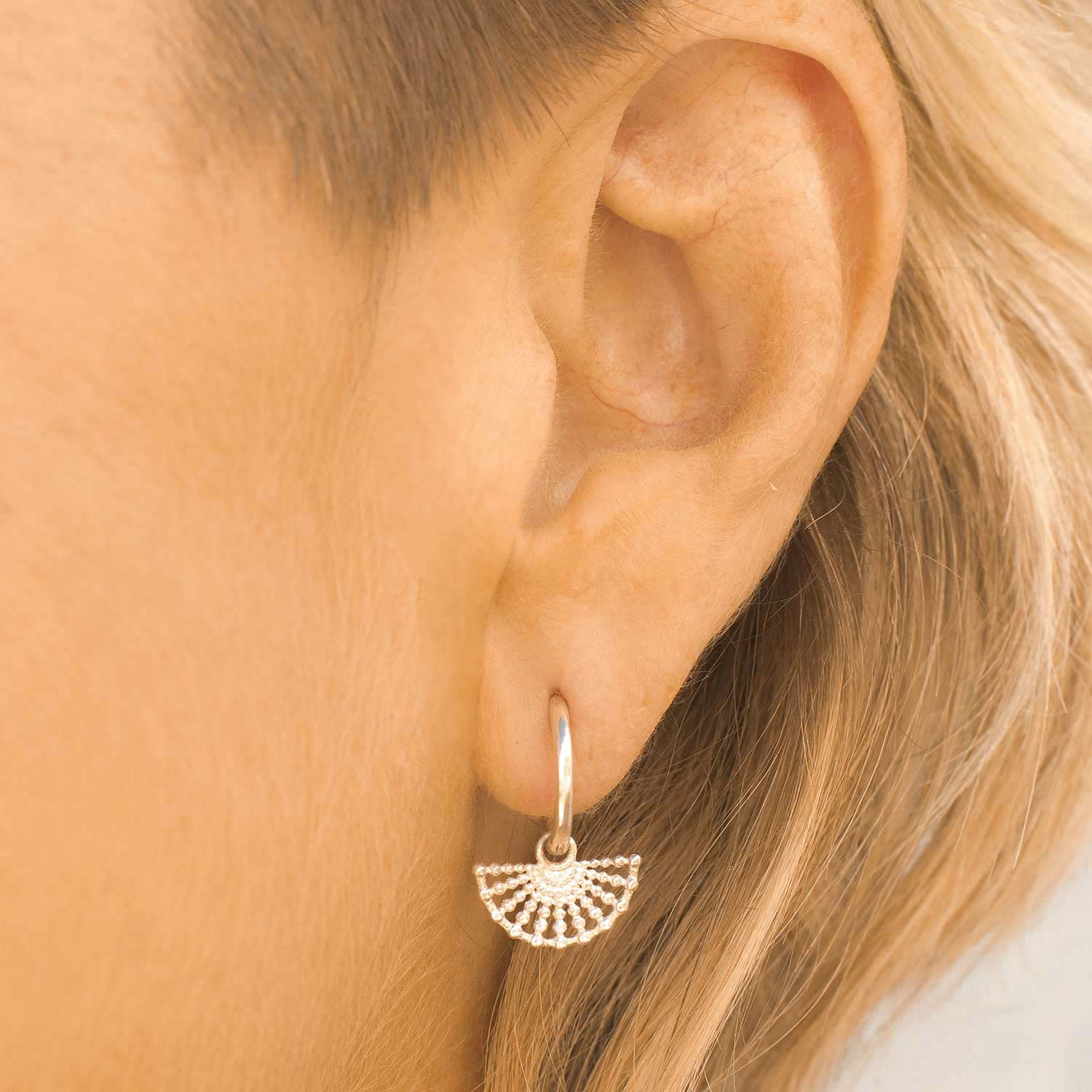 Surya Silver Huggie Hoop Earrings