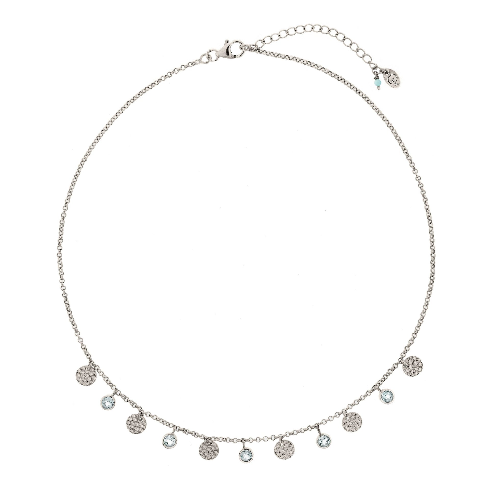 Lakshmi Silver Necklace - Blue Topaz