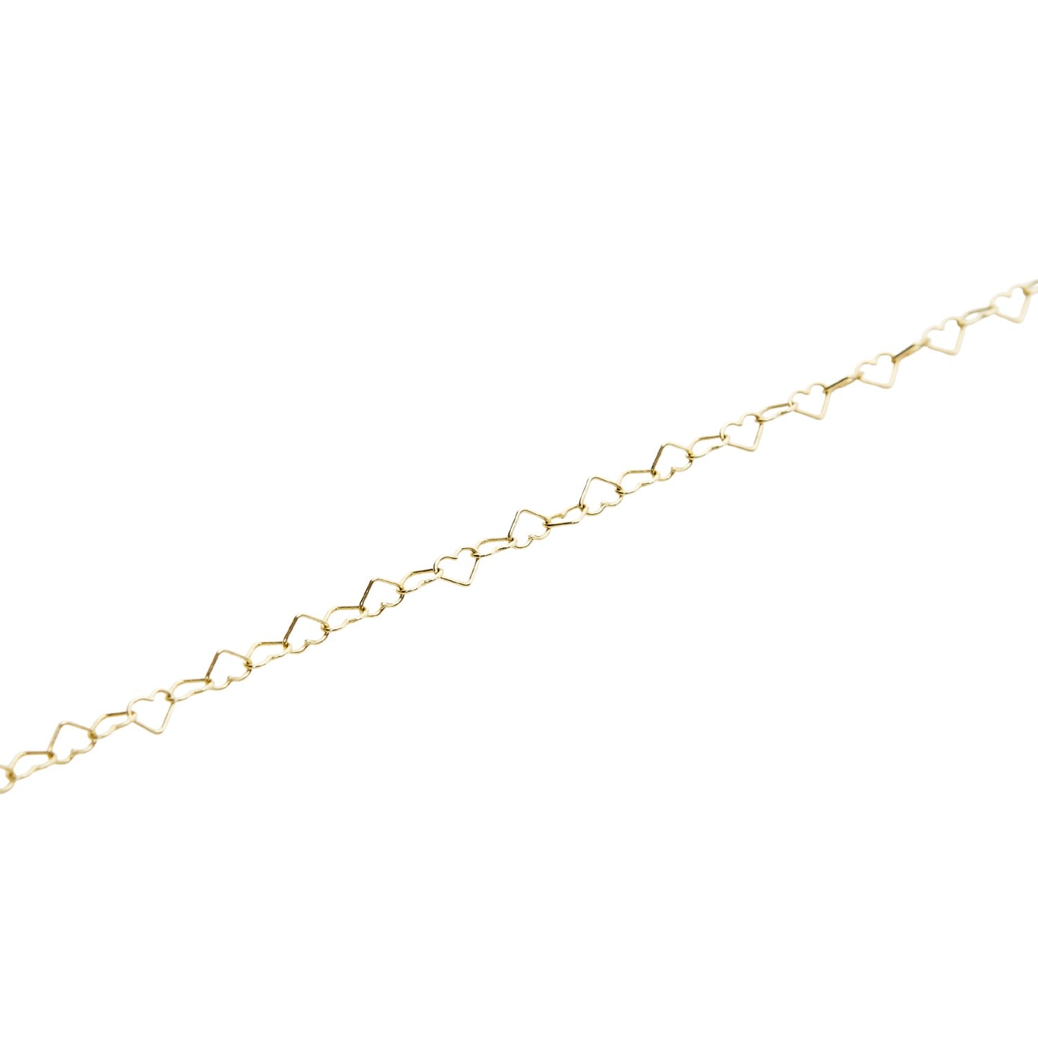 Love Heart Sterling Silver Chain Bracelet - Gold