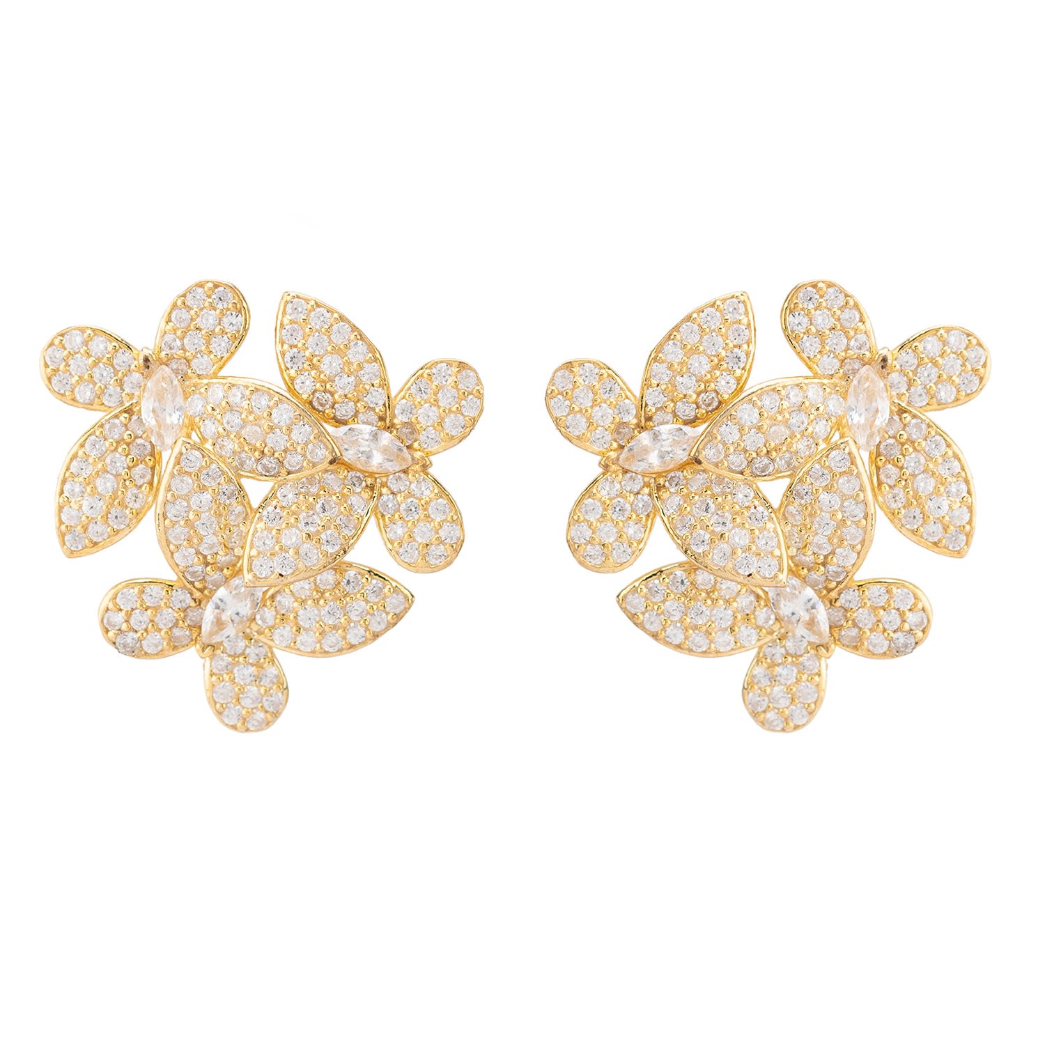 Flowers Large Stud Earrings Gold