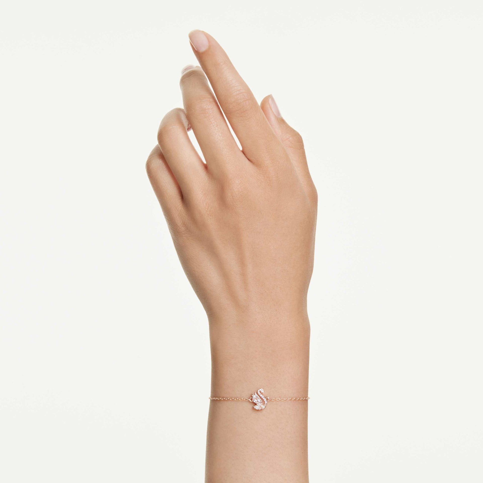 SWAN BRACELET MIXED CUTS SWAN WHITE ROSE GOLD TONE PLATED