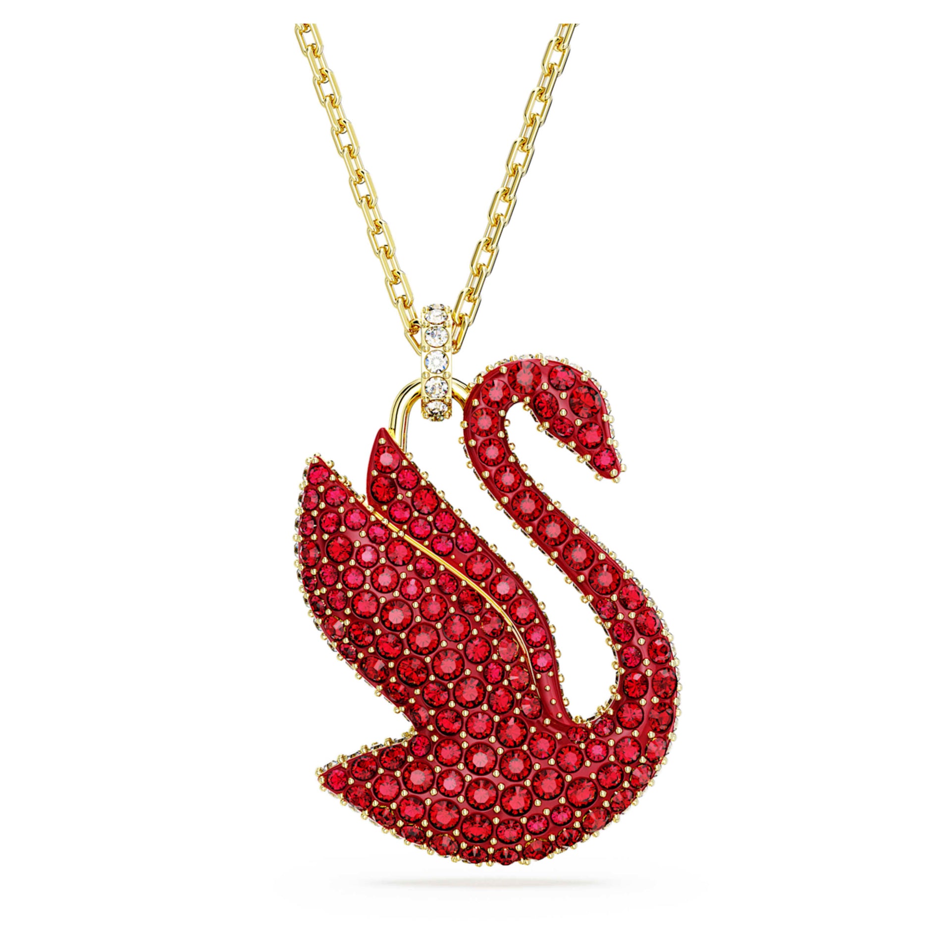 SWAN PENDANT SWAN LARGE RED GOLD TONE PLATED