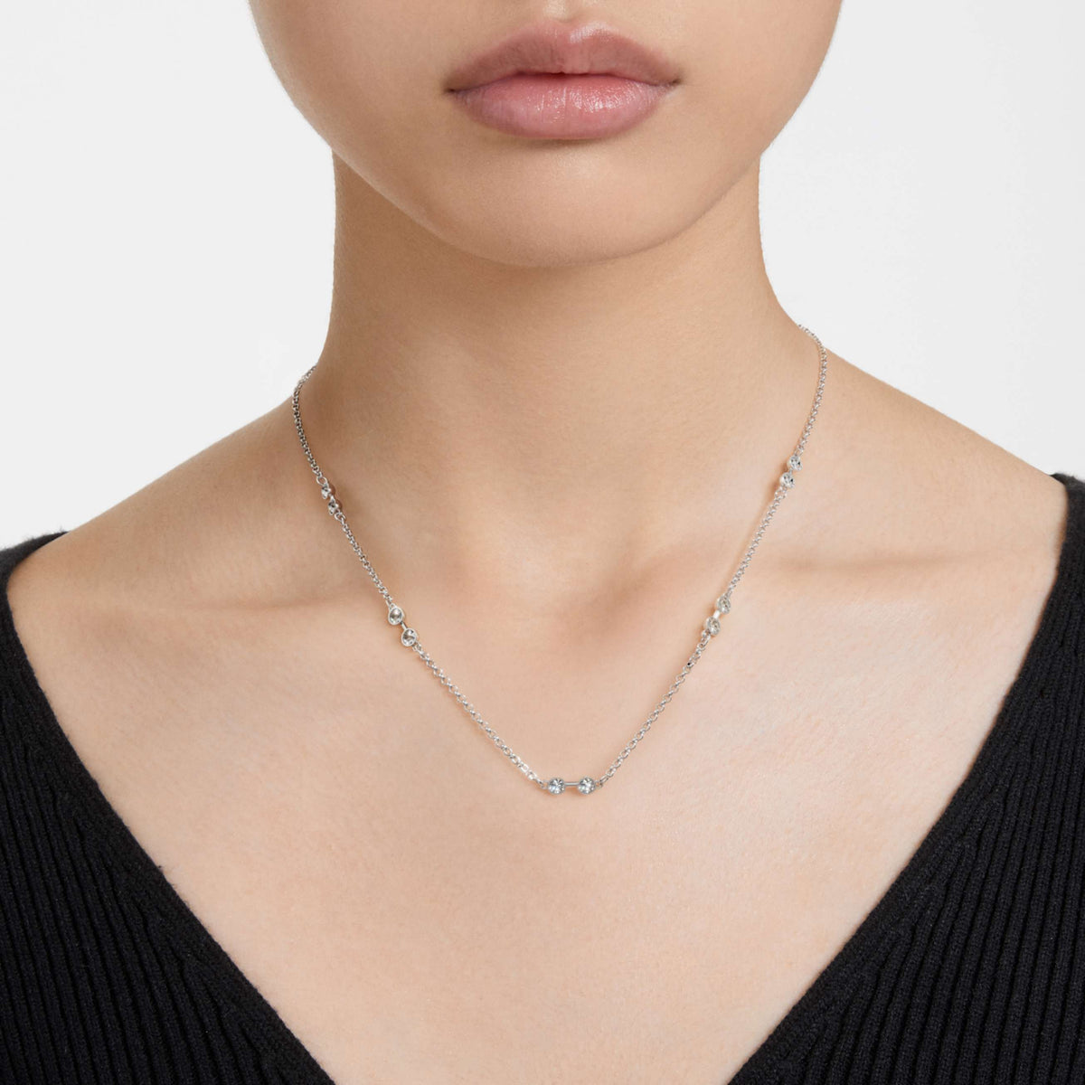 SWAROVSKI REMIX NECKLACE ROUND CUT WHITE RHODIUM PLATED