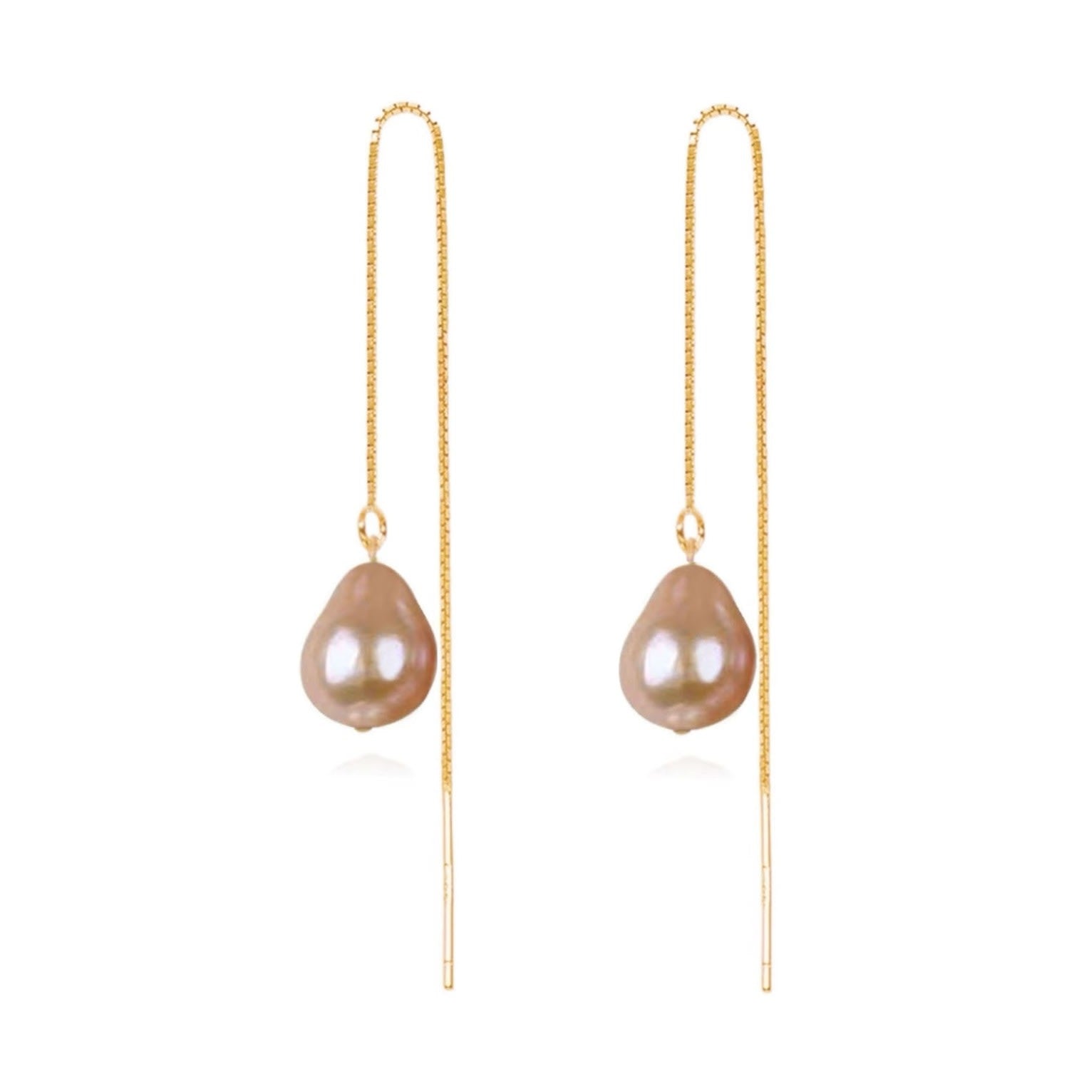 Sweet Hue Pearl Threader Earrings - Pink