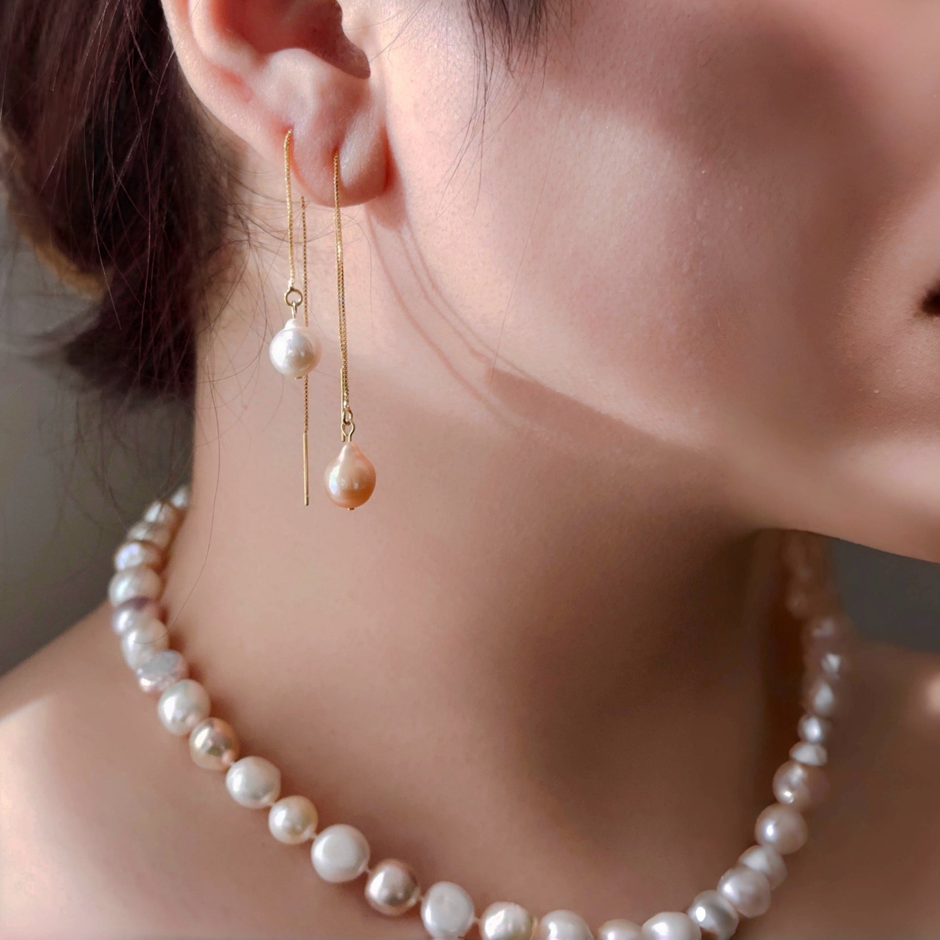 Sweet Hue Pearl Threader Earrings