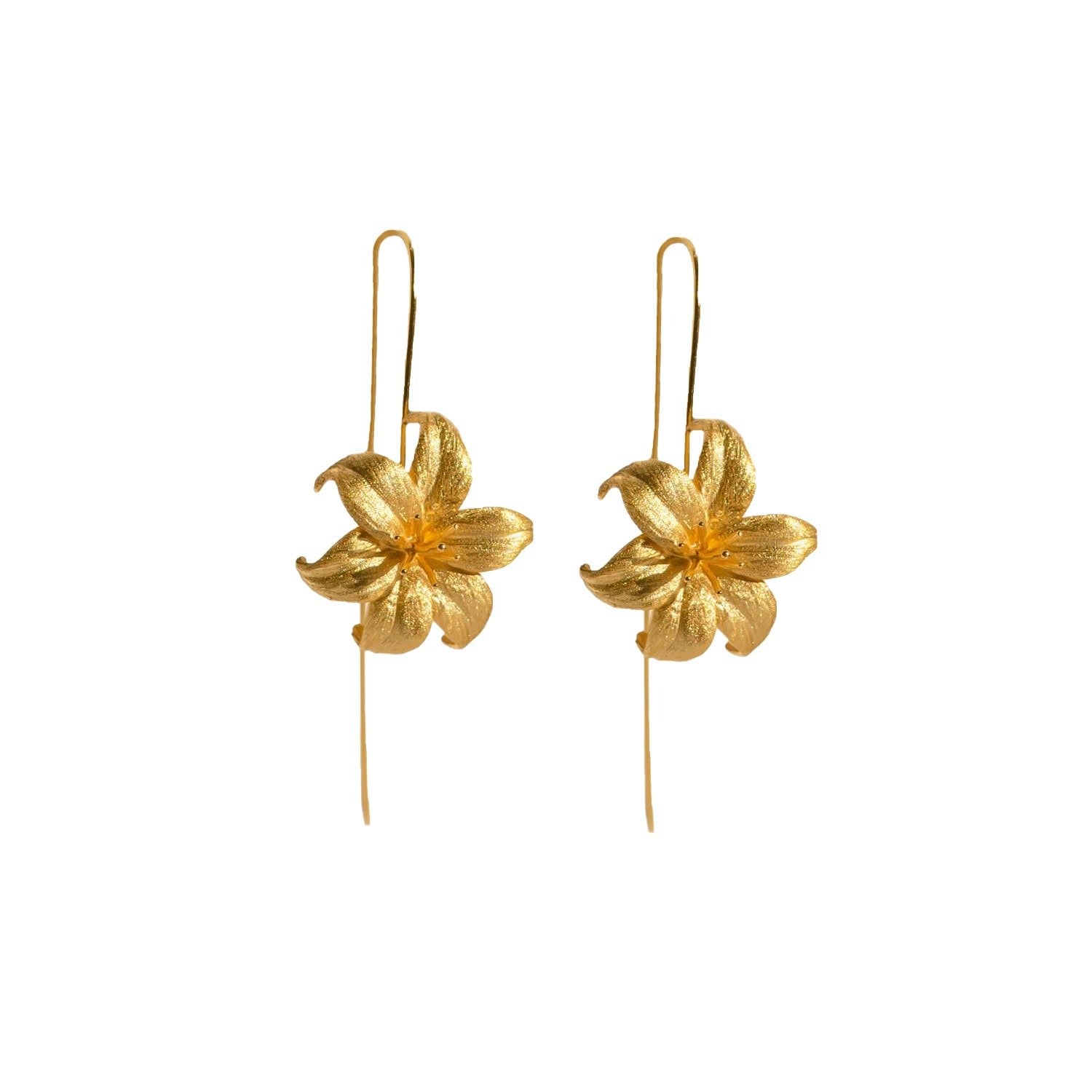 Sweet Lily Drop Gold Earrings