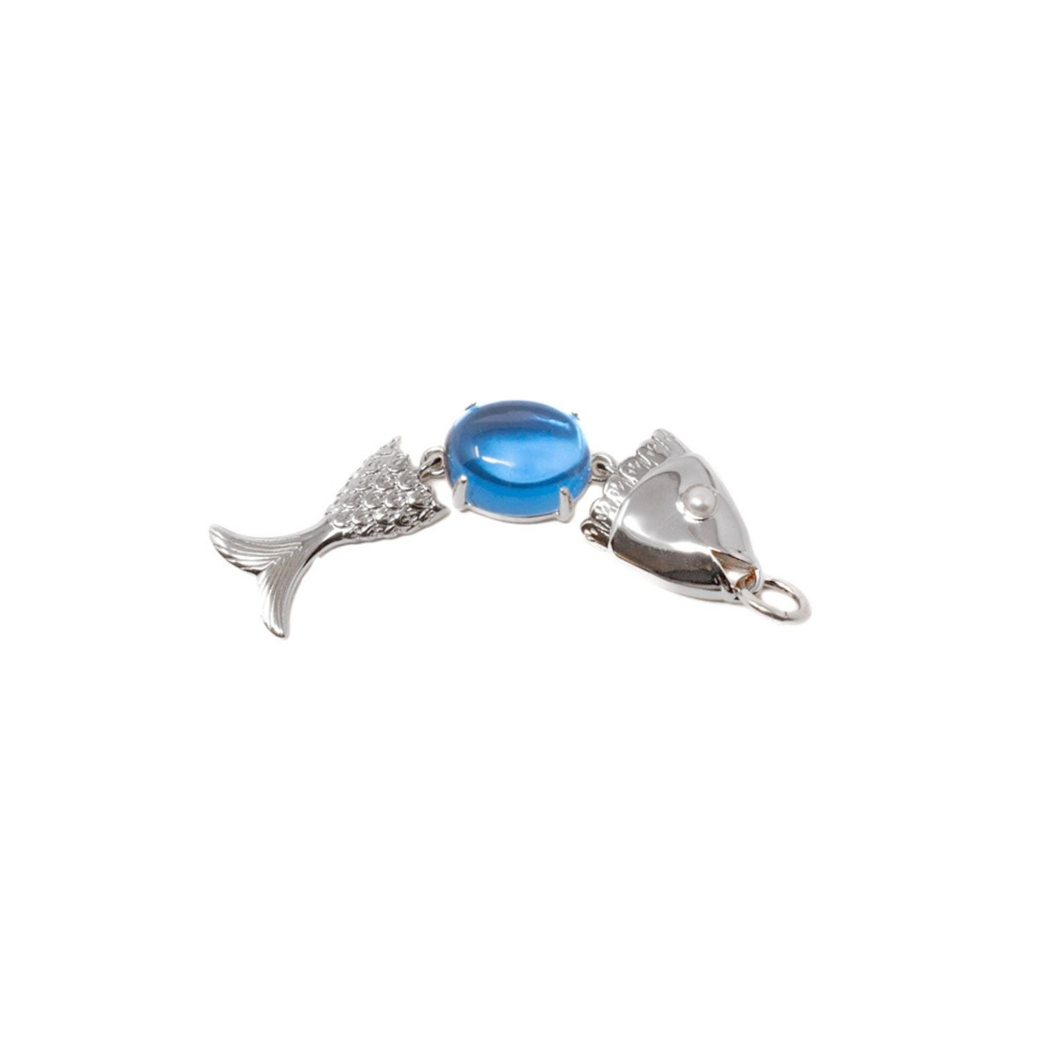 Swimming Fish Neshama Pendant- Blue Spinel- Silver