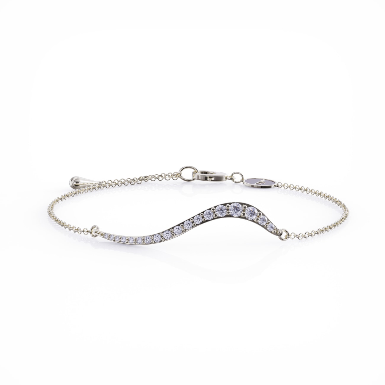 Swirl Bracelet Silver With Clear Cz
