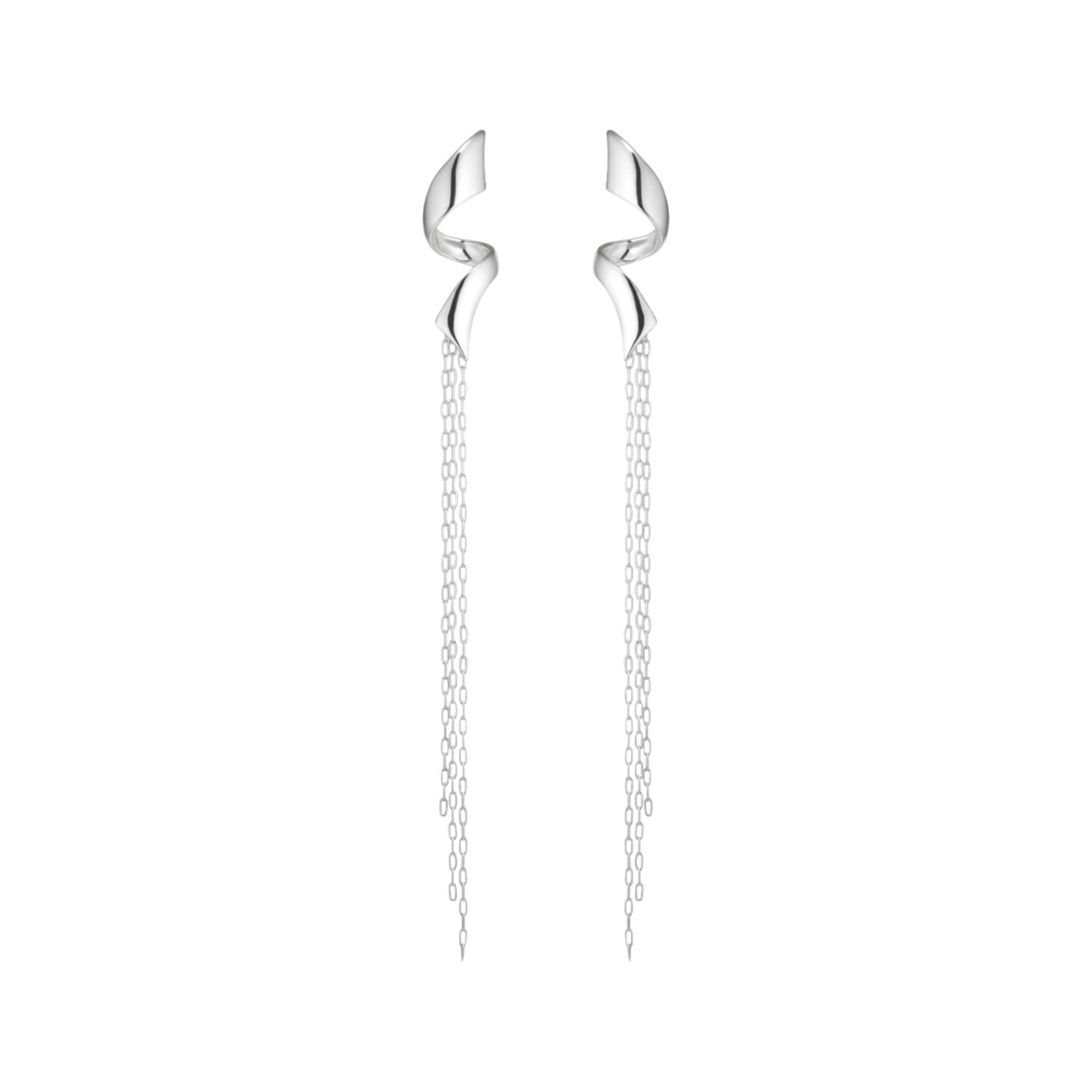 Swirl Chain Earrings - Silver