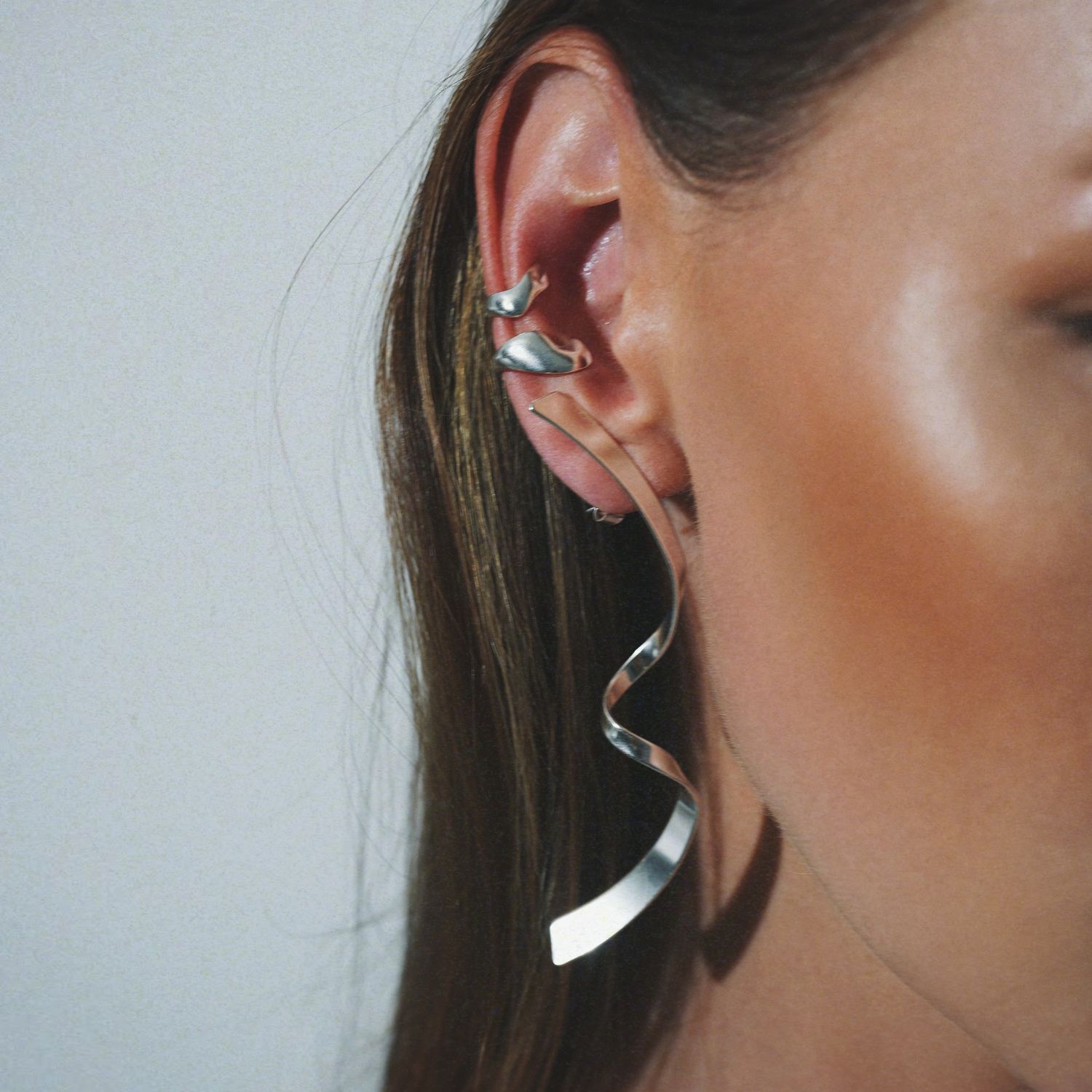 Swirl Ear Cuffs - Silver