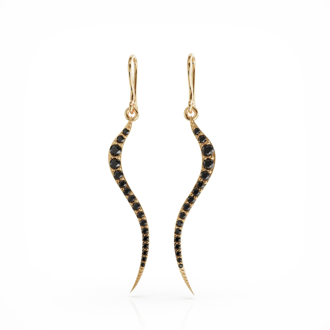 Swirl Earrings Gold Vermeil With Black Onyx Cz
