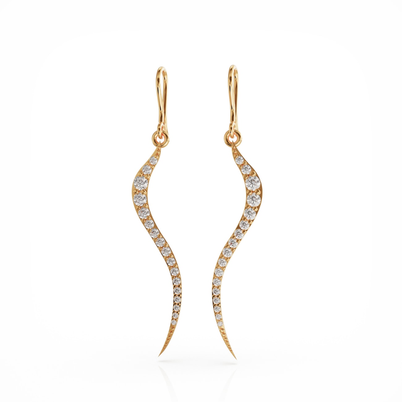 Swirl Earrings Gold Vermeil With Clear Cz
