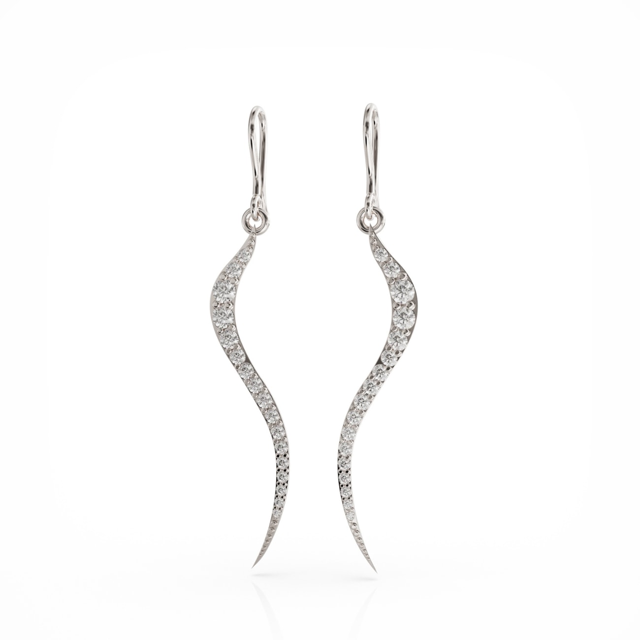 Swirl Earrings Silver With Clear Cz