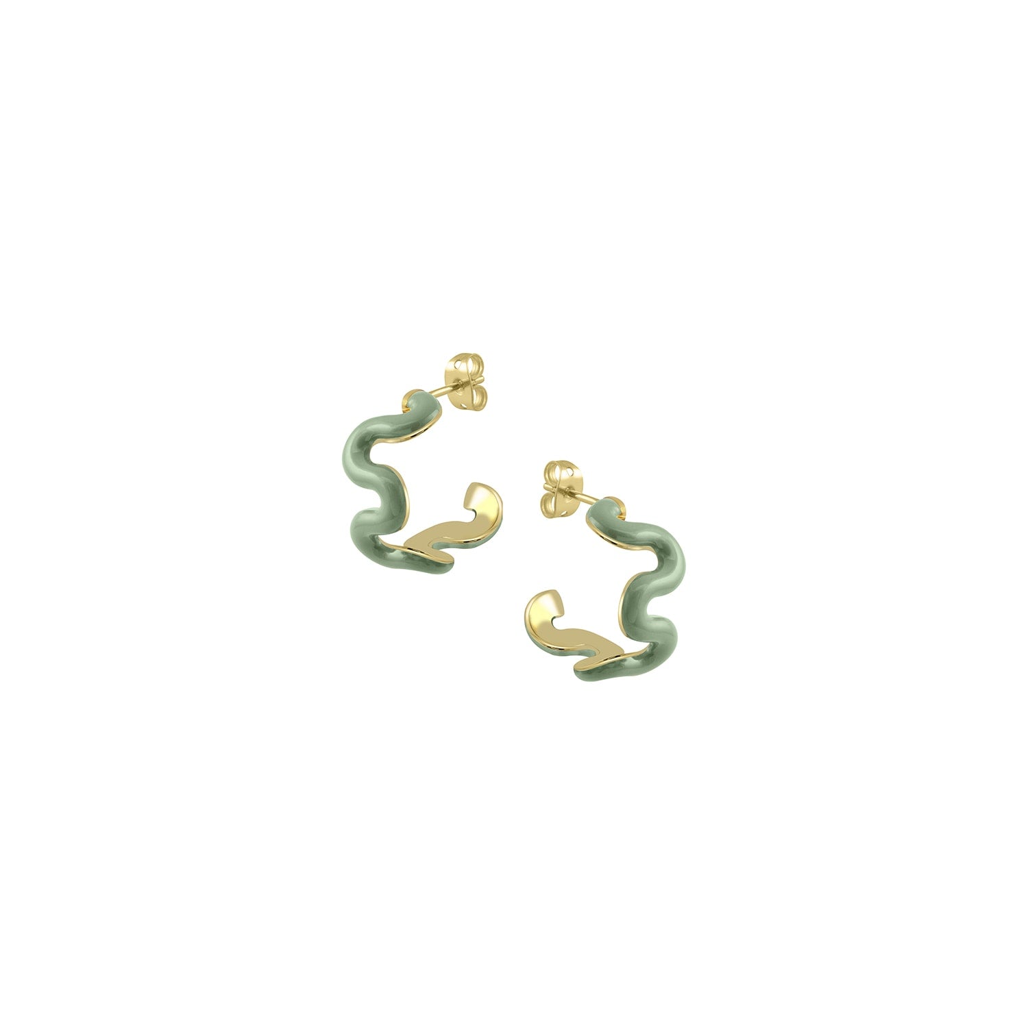 Swirl Enamel Hoops - Sage Green