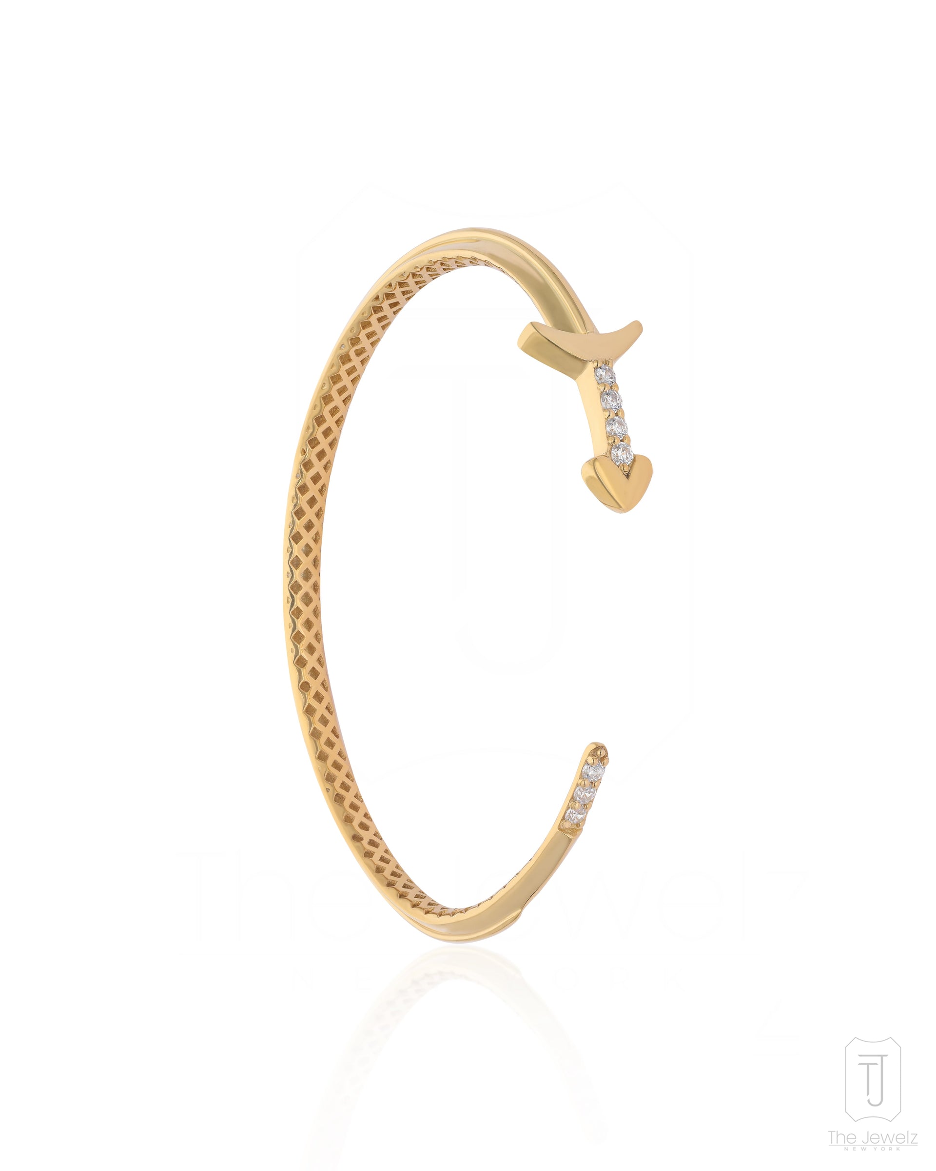 Sword Cuff Gold Plated Bracelet In Silver Standard Bangle Size. -6.5 Cm