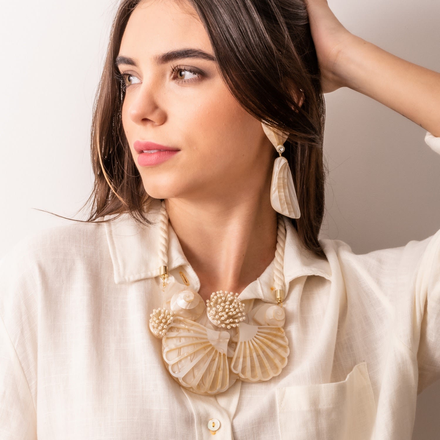 Handmade Necklace Plastron Shells Nacre