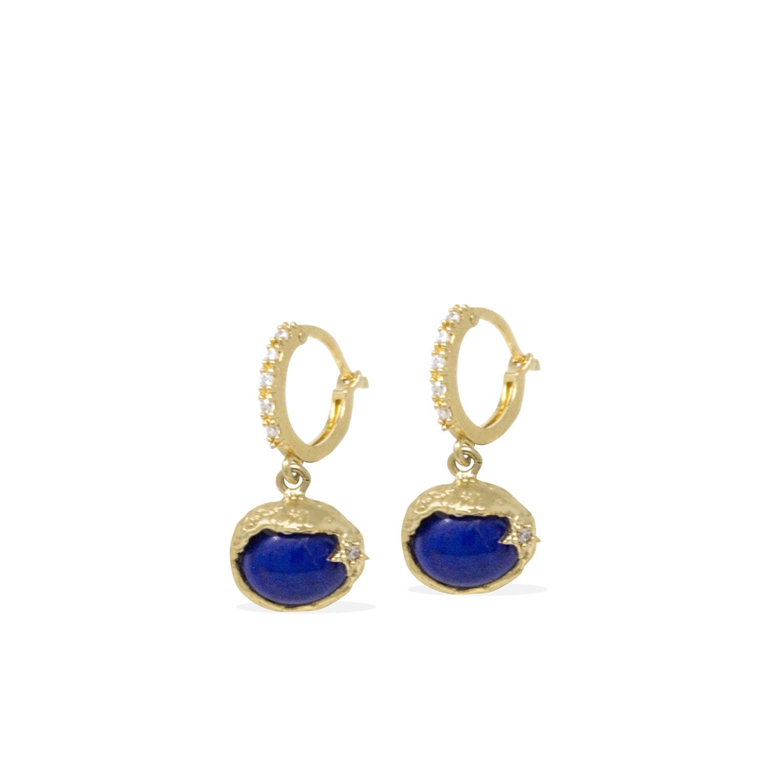 Ad Astra Gold-Plated Lapis Lazuli Mini Hoop Earrings