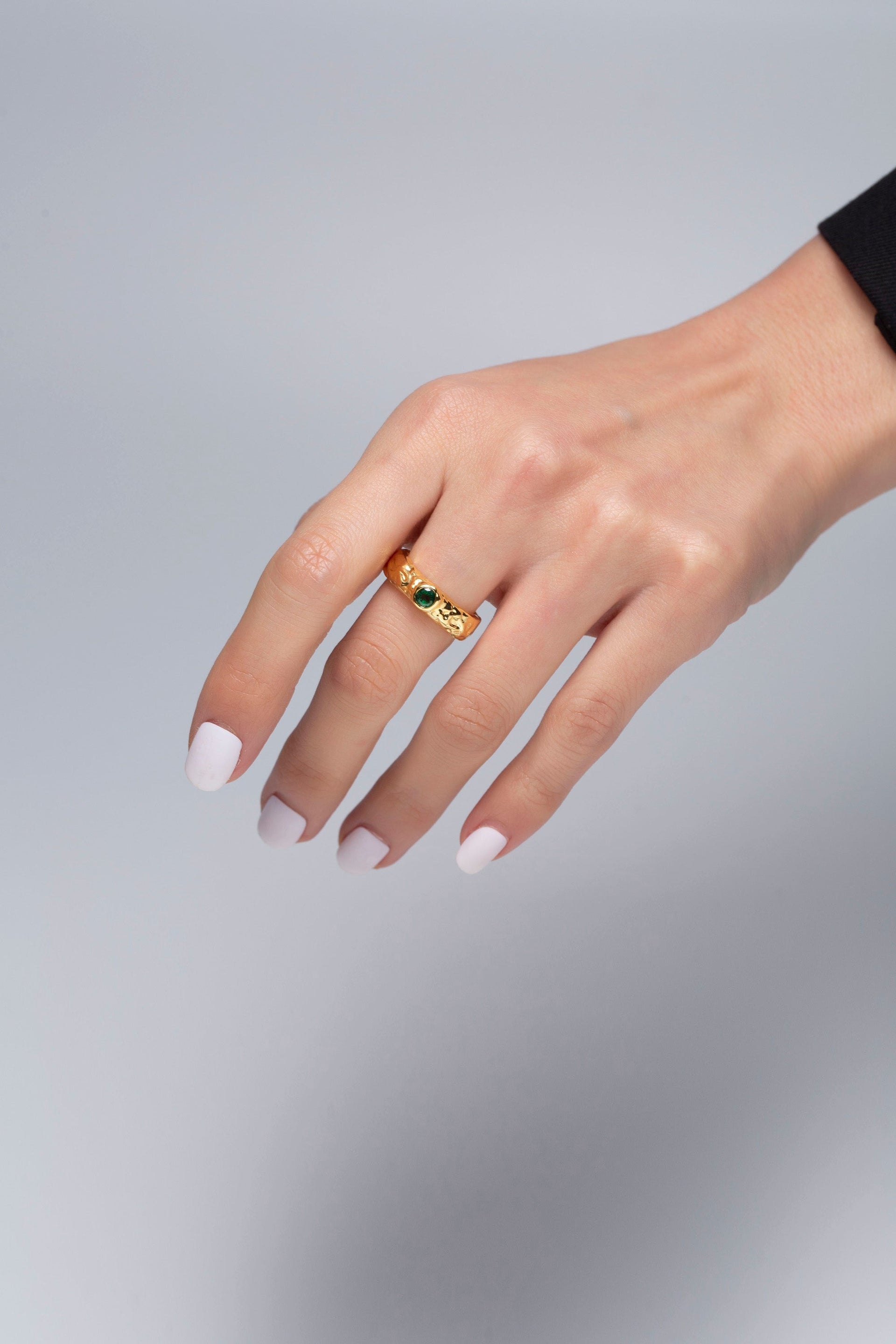 Sylvie Gold Molten Emerald Stackable Ring