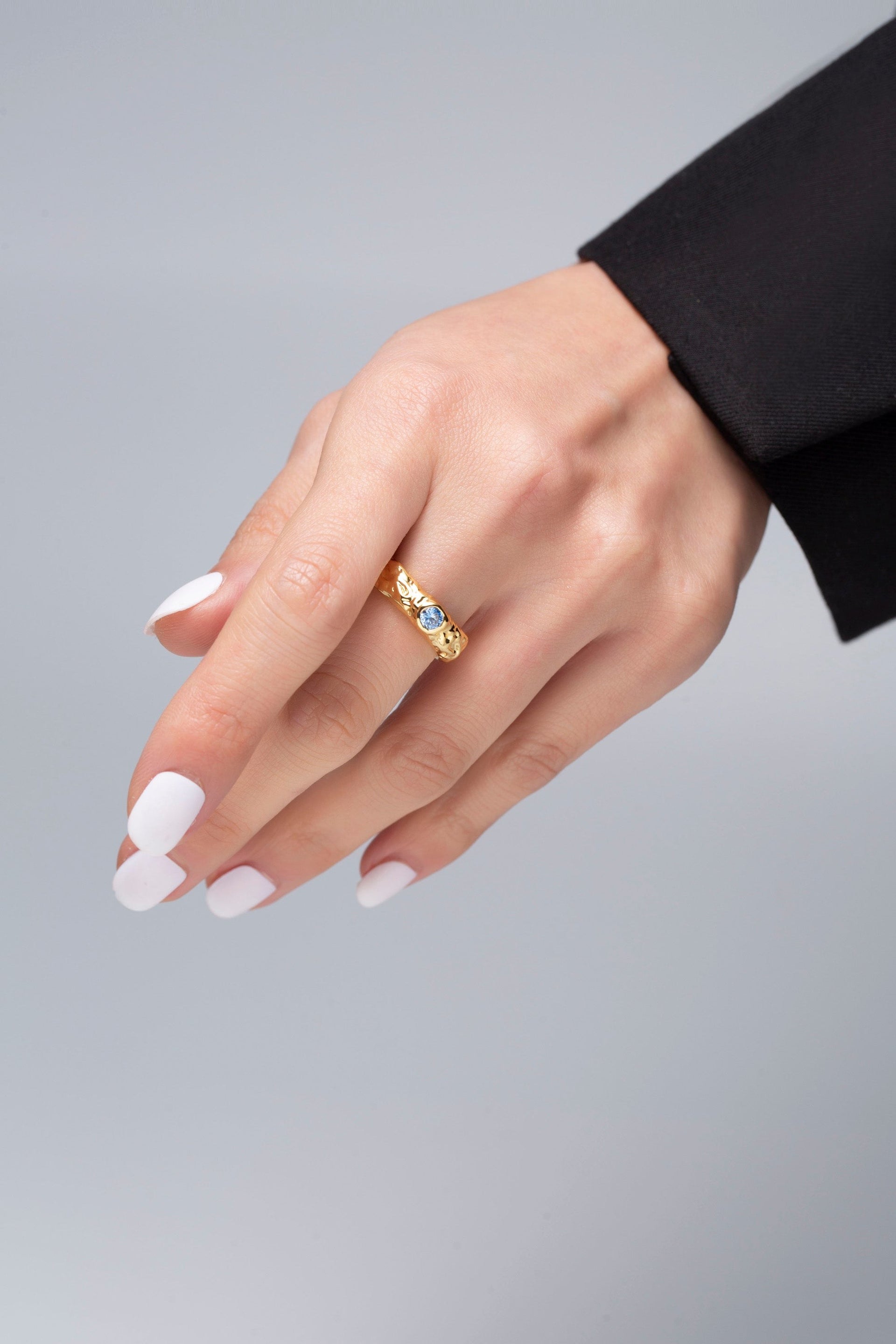 Sylvie Gold Molten Gemstone Stackable Ring