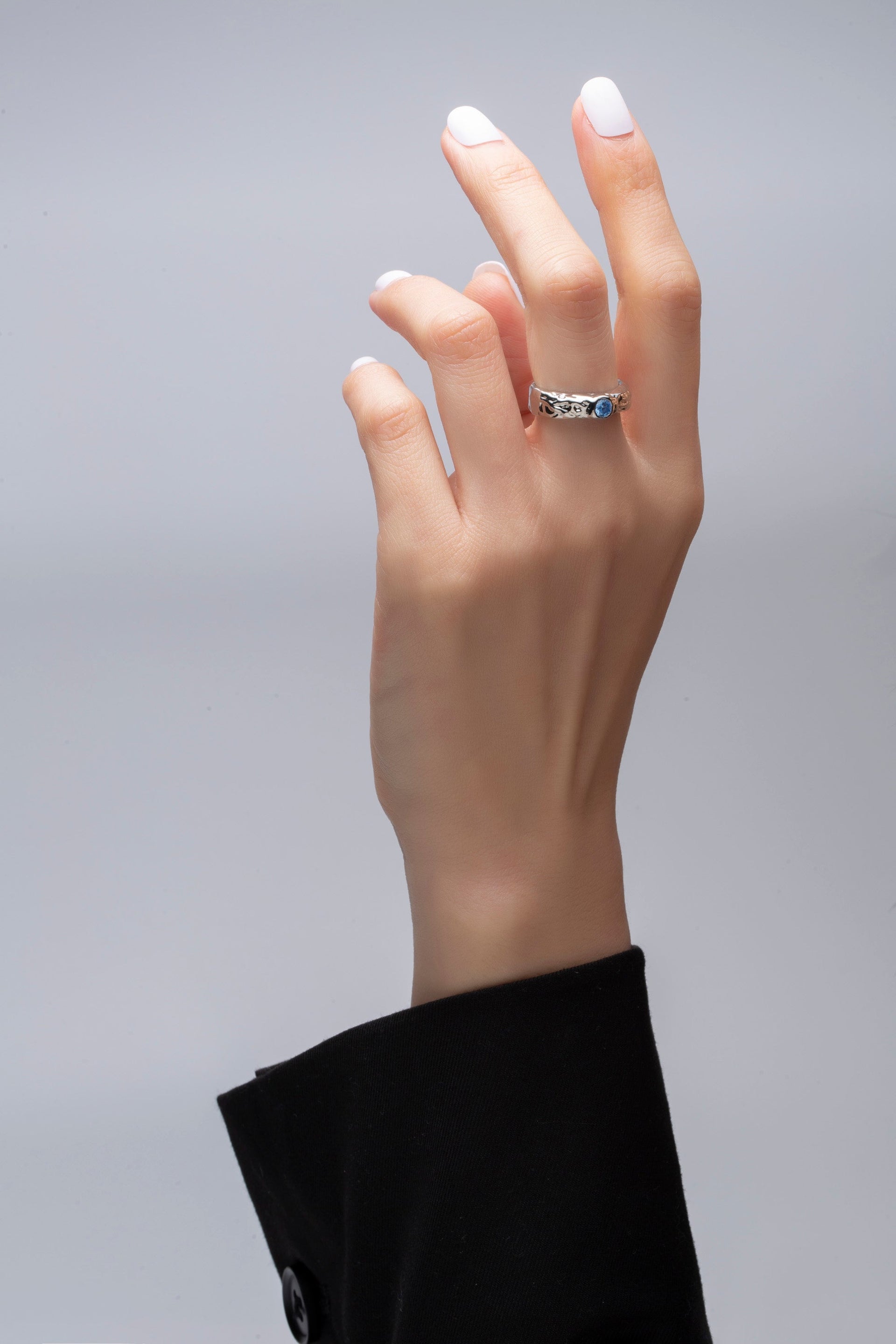 Sylvie Silver Molten Gemstone Stackable Ring
