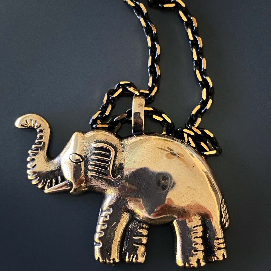 Symbol Of Luck Elephant Long Chain Necklace - Gold