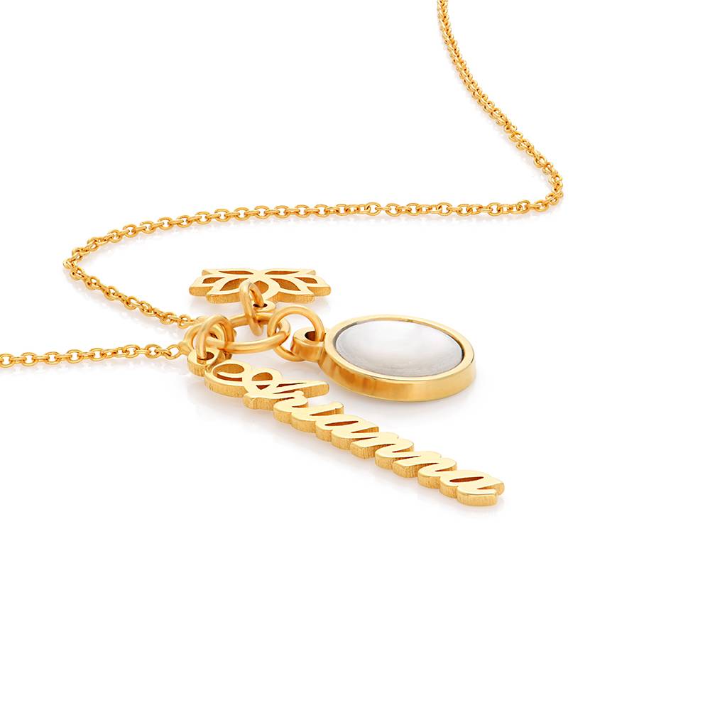 Symbolic Name Necklace with Semi-Precous Stone in 18K Gold Plating