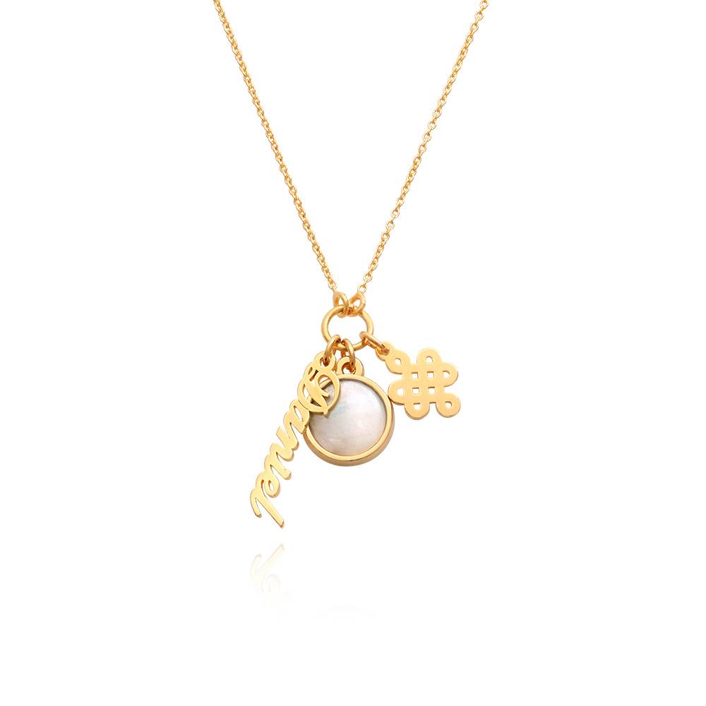 Symbolic Name Necklace with Semi-Precous Stone in 18K Gold Vermeil