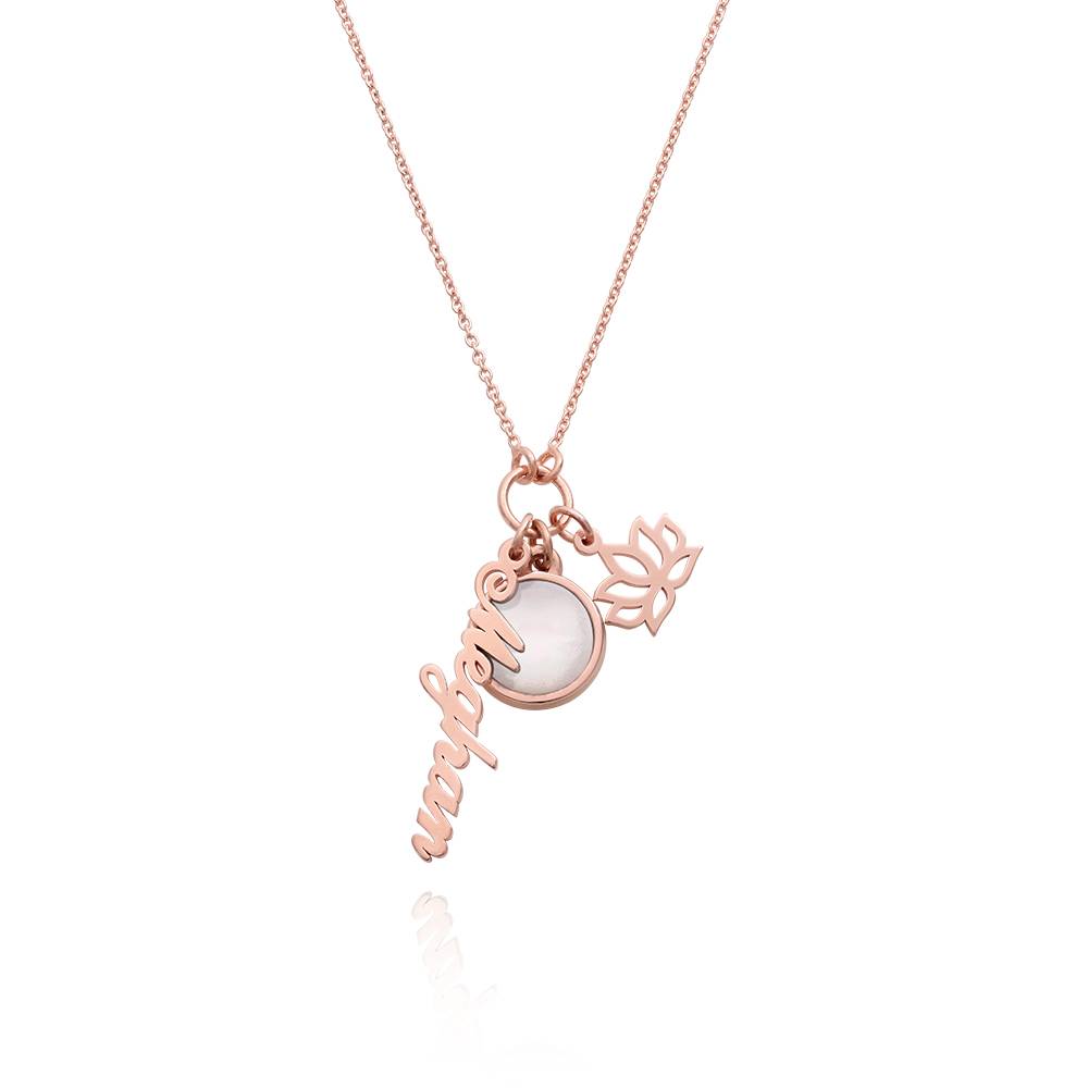 Symbolic Name Necklace with Semi-Precous Stone in 18K Rose Gold Plating