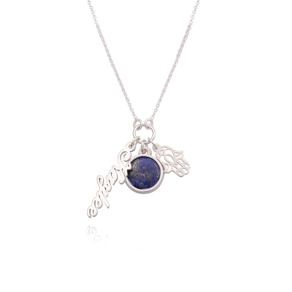 Symbolic Name Necklace with Semi-Precous Stone in Sterling Silver