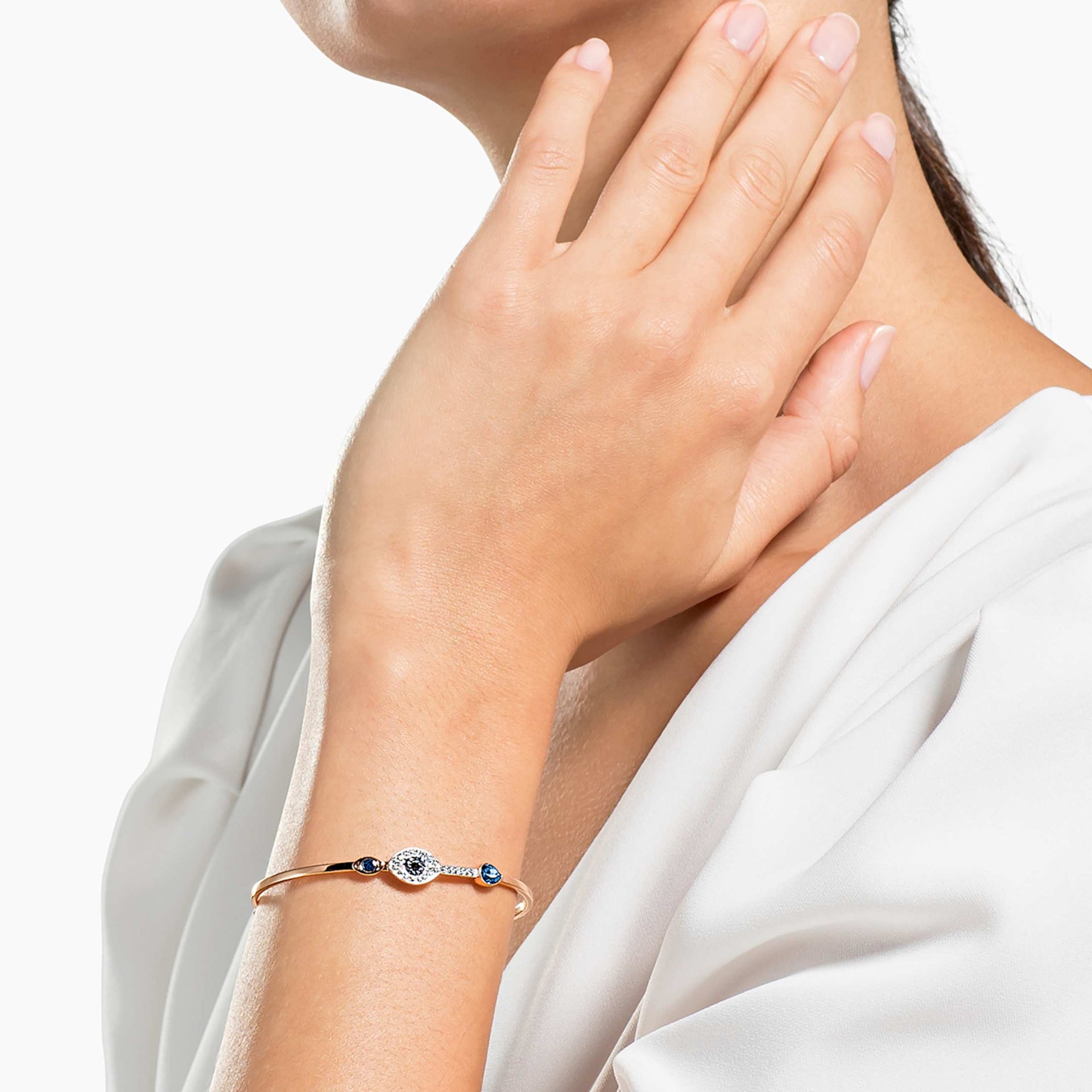 SYMBOLICA BANGLE EVIL EYE BLUE MIXED METAL FINISH