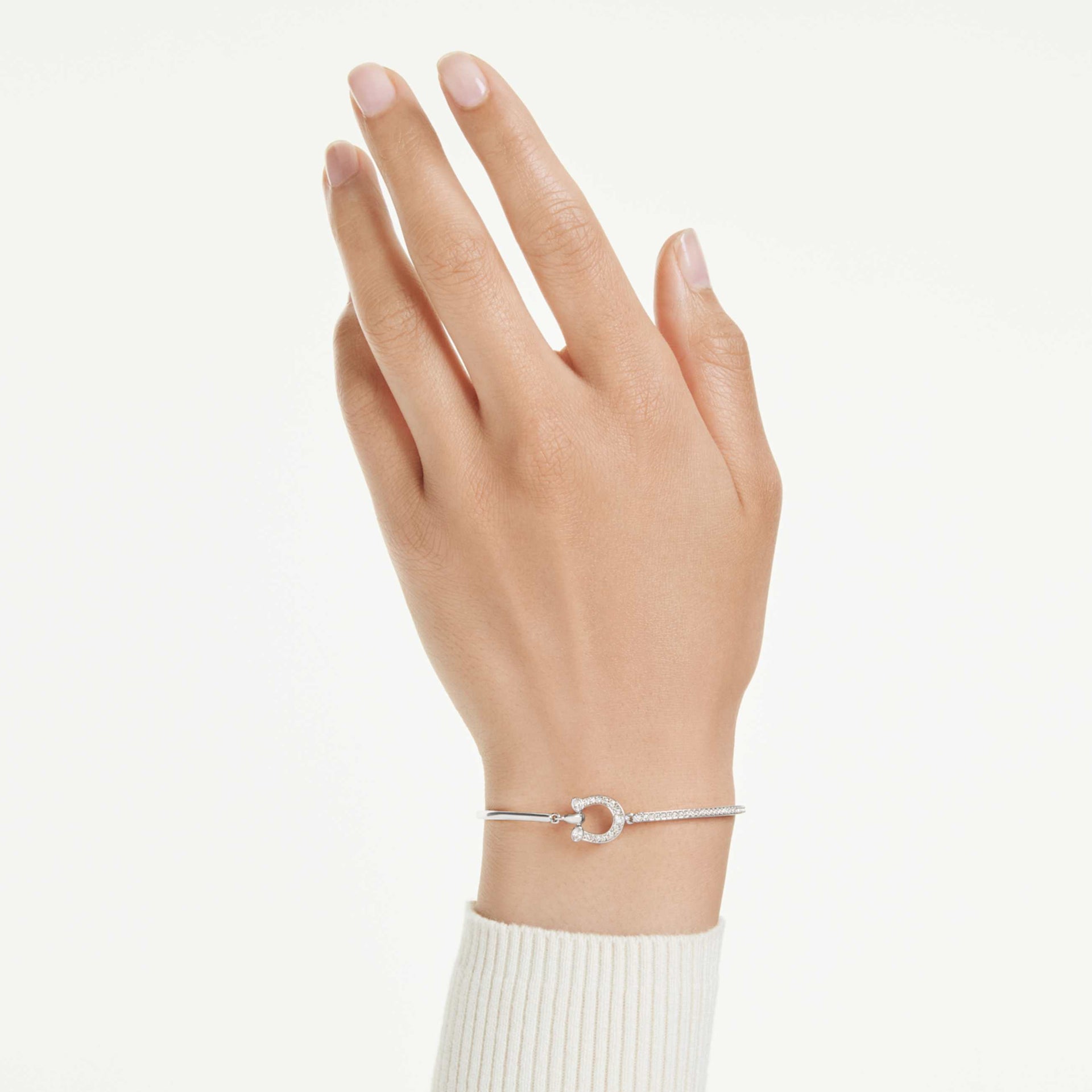SYMBOLICA BRACELET PAVE HORSE SHOE WHITE RHODIUM PLATED