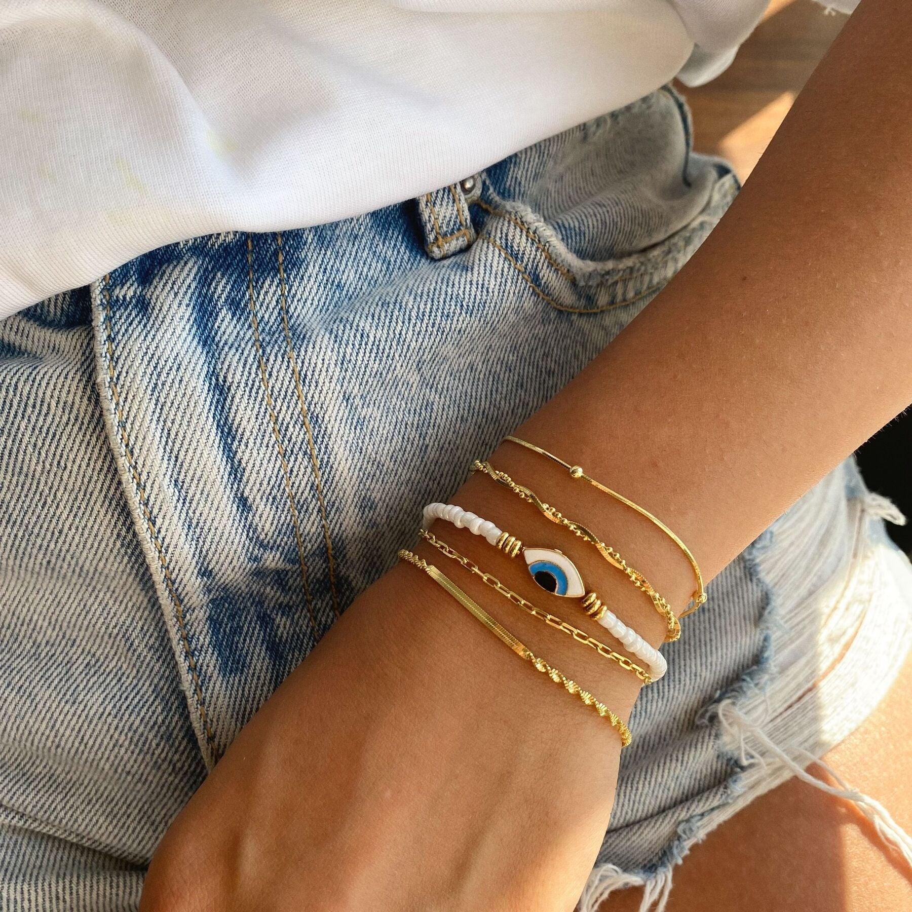 Italian Bead Chain Sterling Silver Satellite Bracelet - Silver