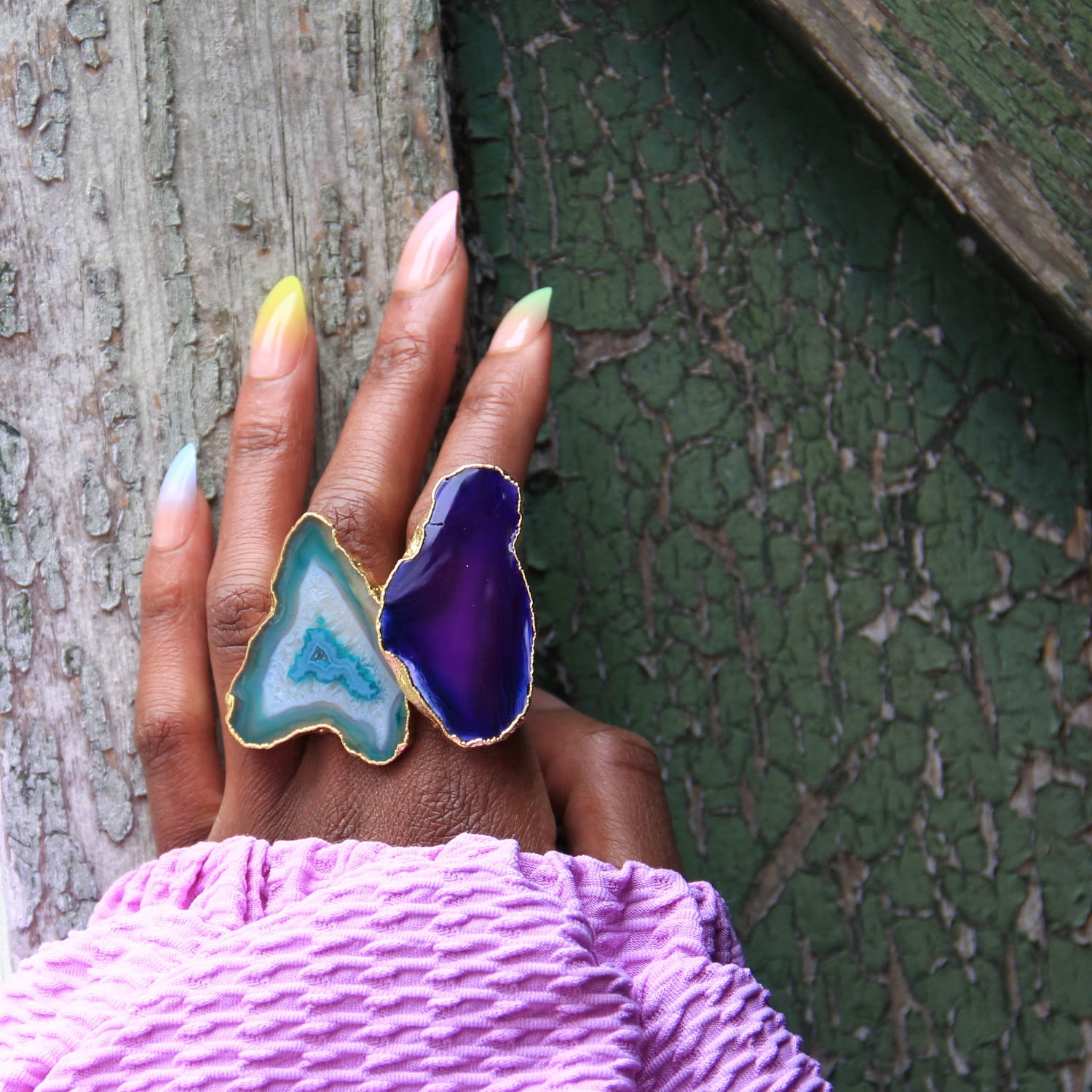 Ultra Mega Green Gemstone Gold Statement Ring