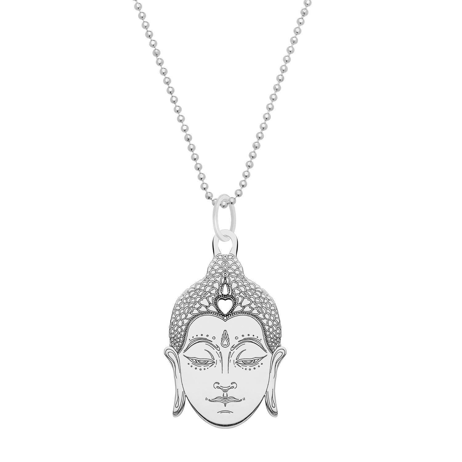 Medium Silver Buddha Head Necklace