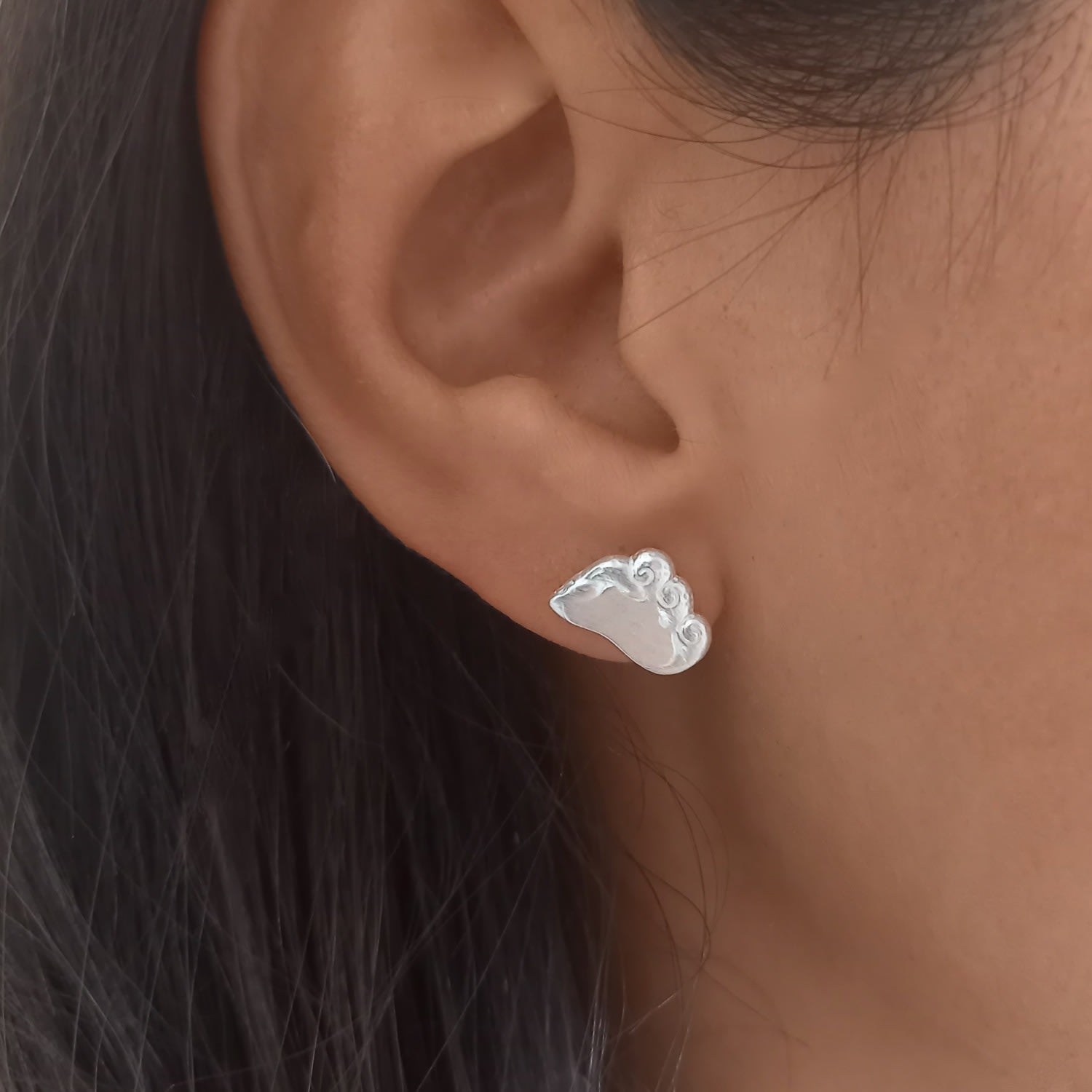 Monsoon Cloud Stud Earrings - Silver