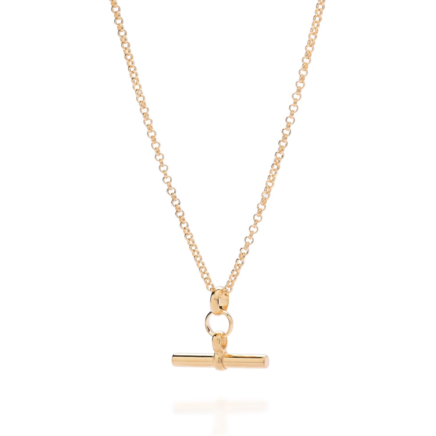 T Bar Necklace Gold Plated Sterling Silver