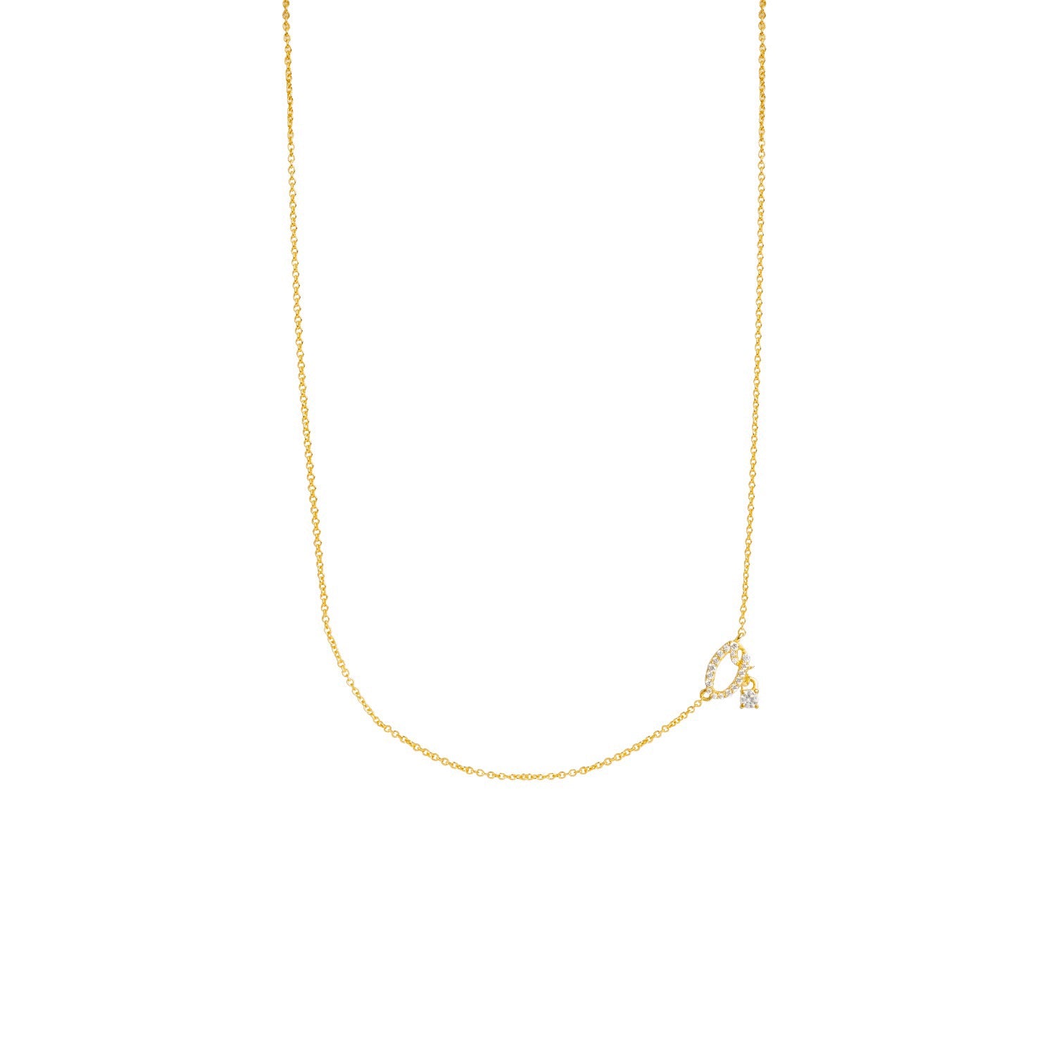 Zircon "O" Initial Necklace
