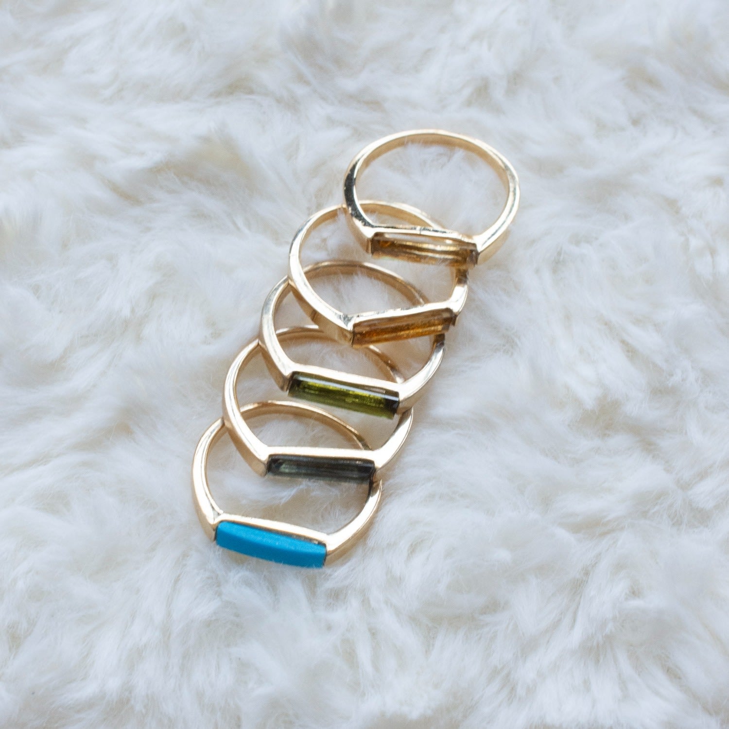 14K Gold Plated Slim Stacking Ring - Citrine