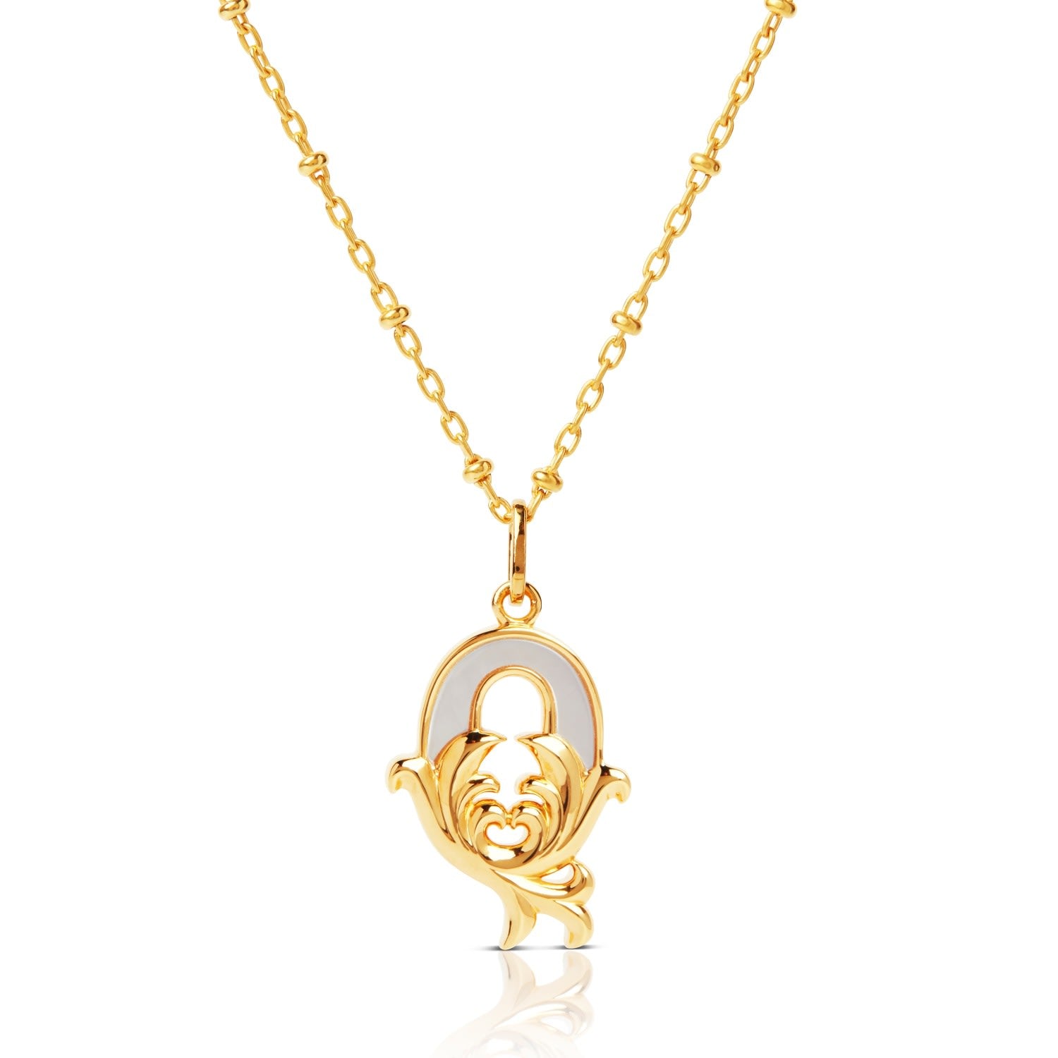 Gold Plated Q Initial Necklace With Mother Of Pearl