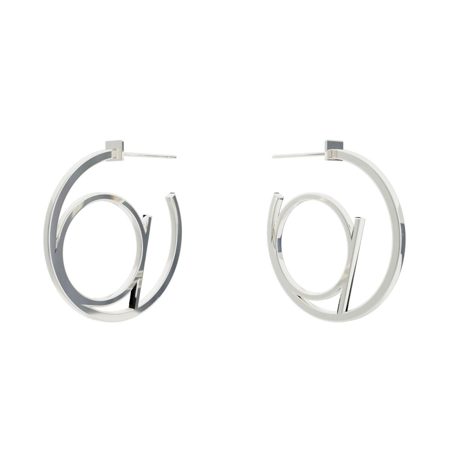 Alphabet Hoop Earrings - Small - Silver