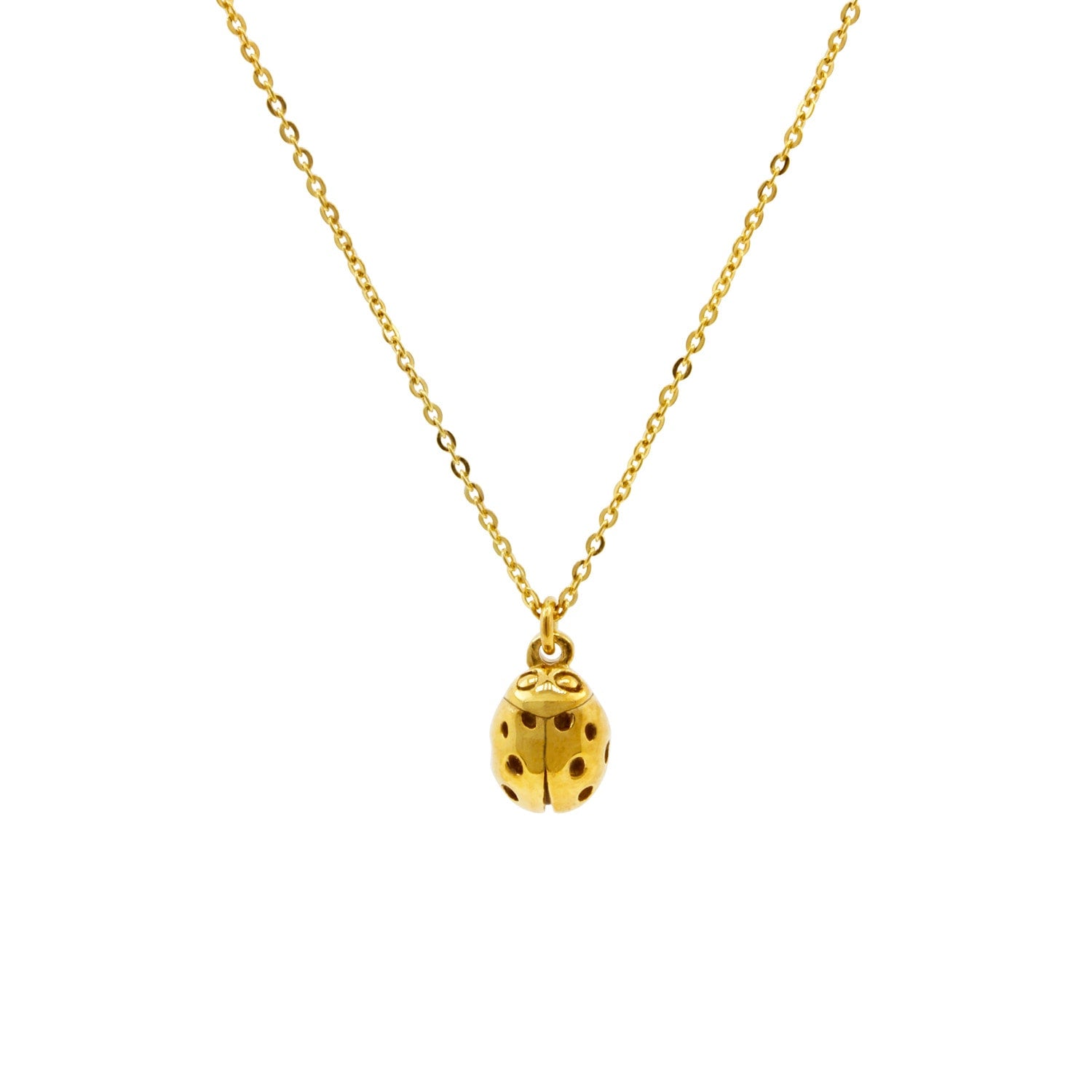 Ladybird Necklace – Gold -Wings Closed