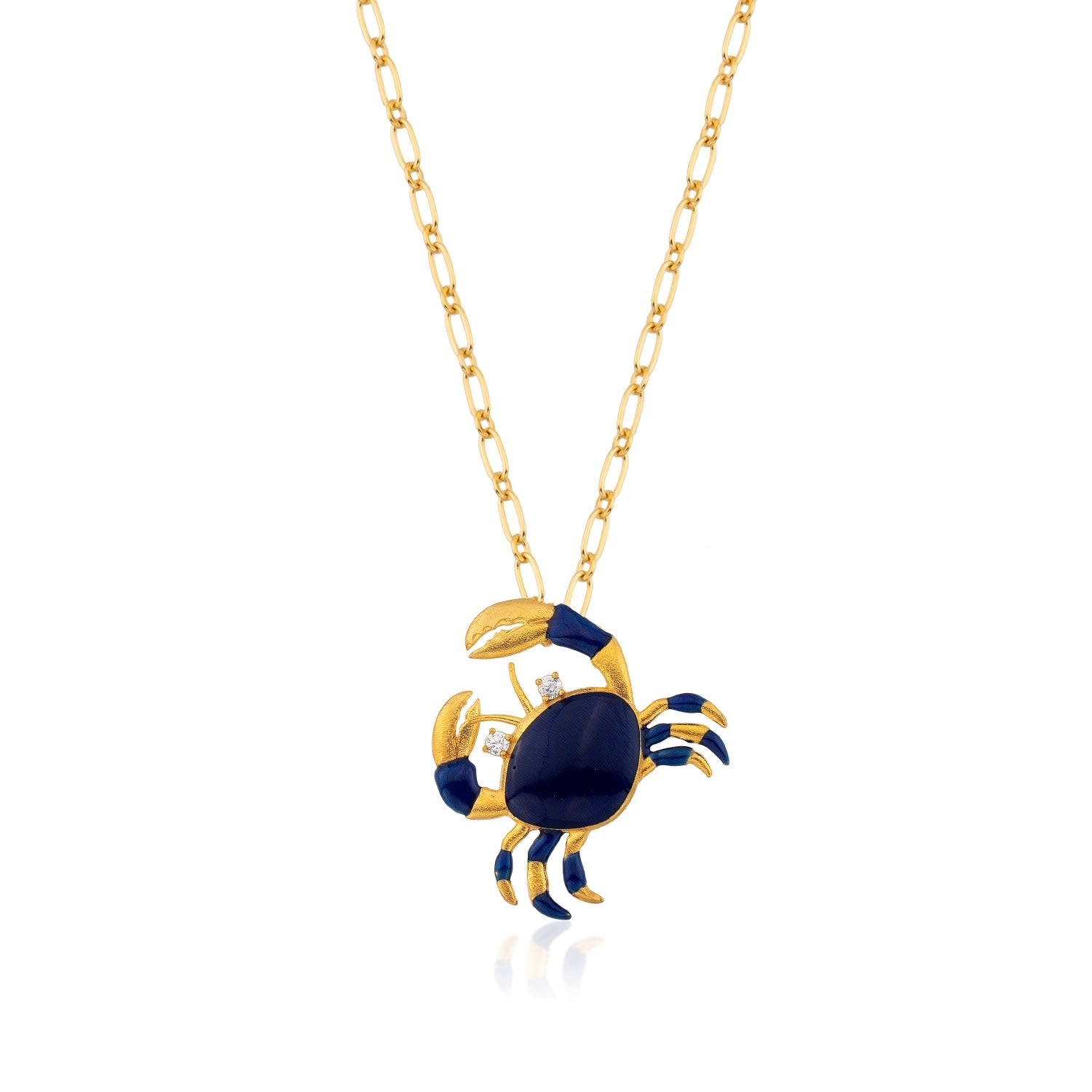 Navy Blue Crab Necklace