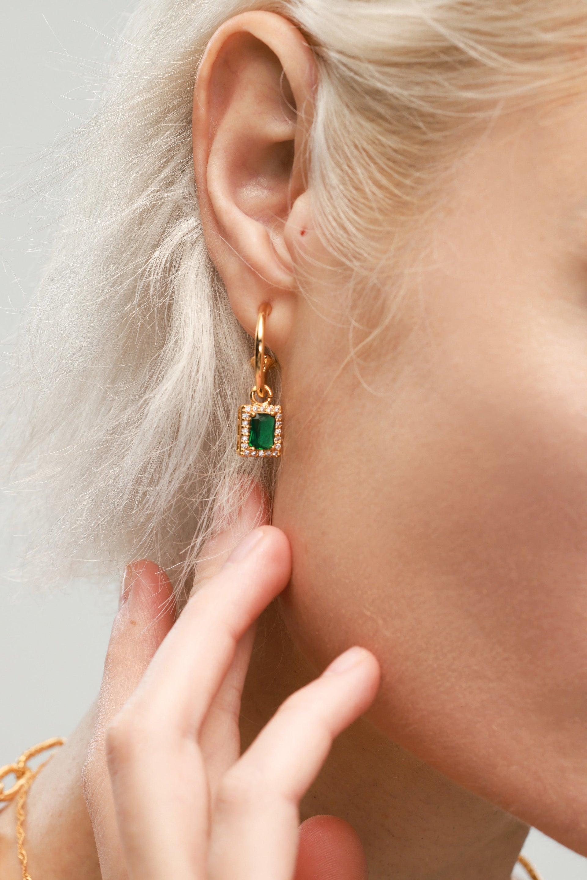 Emerald Hoop Earrings