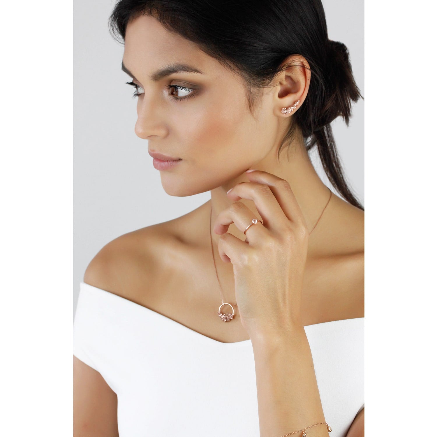 Rose Halo Necklace - Rose Gold