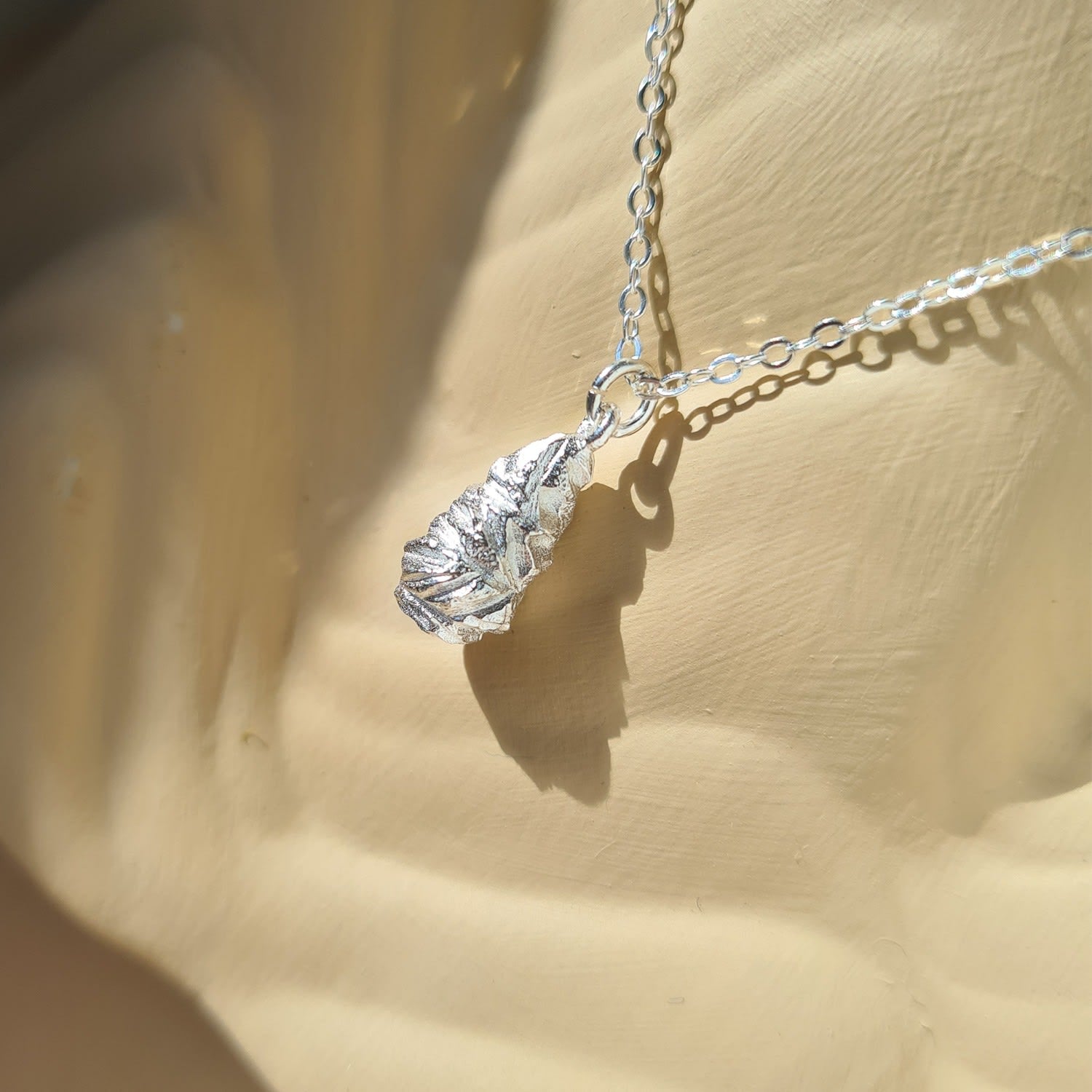 Stalaktos Textured Organic Teardrop Silver Necklace