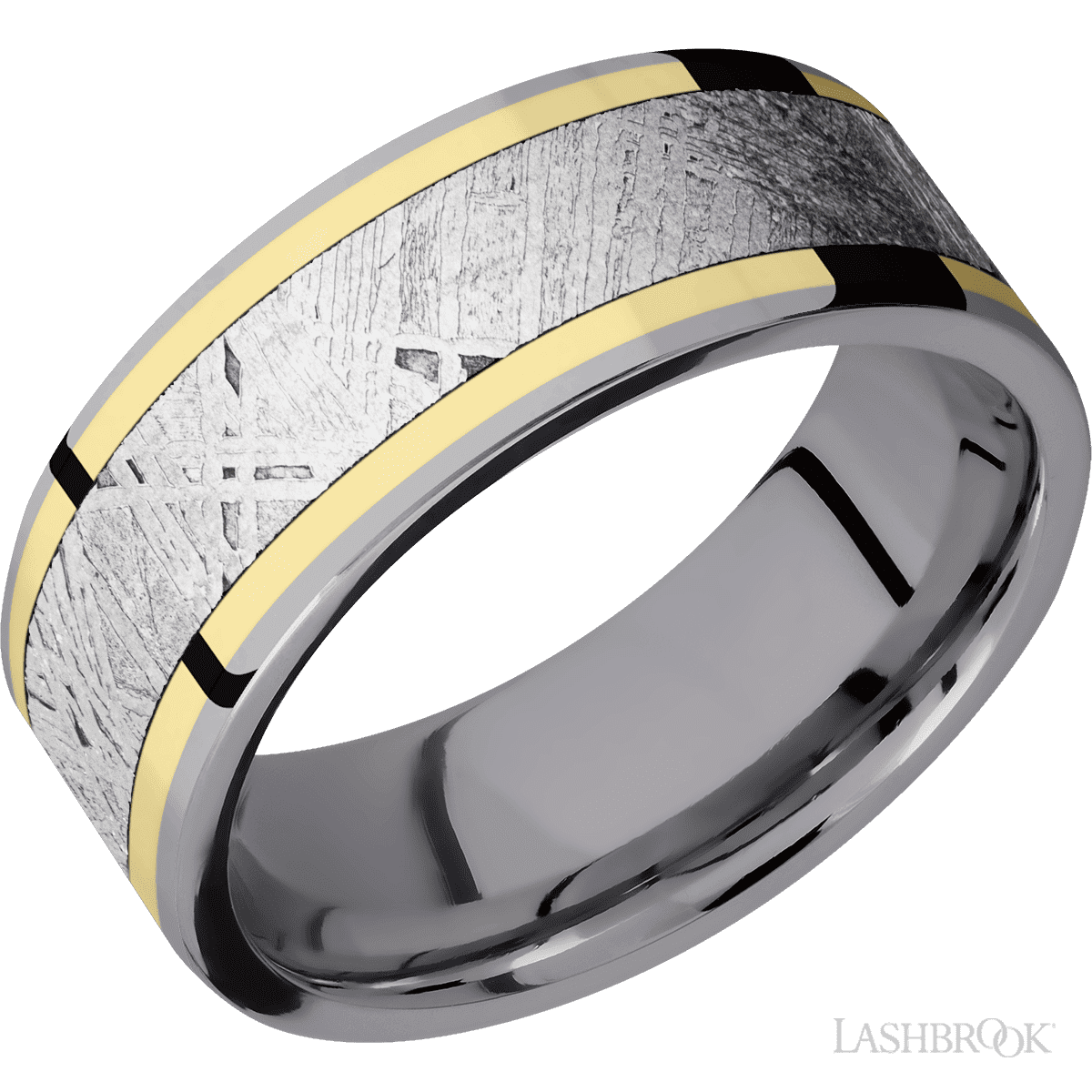 Tantalum with Polish Finish and 14K Yellow Gold Inlay - 8MM