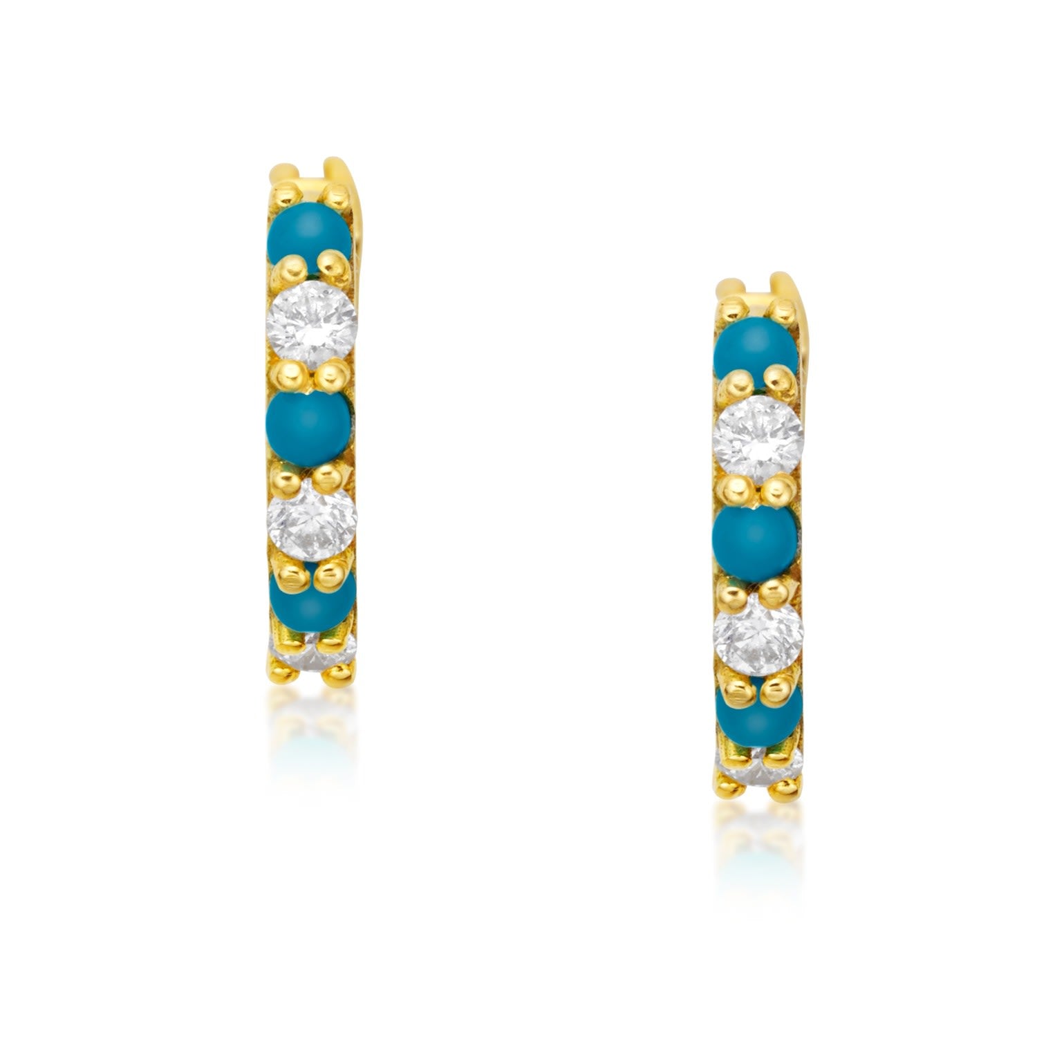 Turquoise & Diamond Huggies