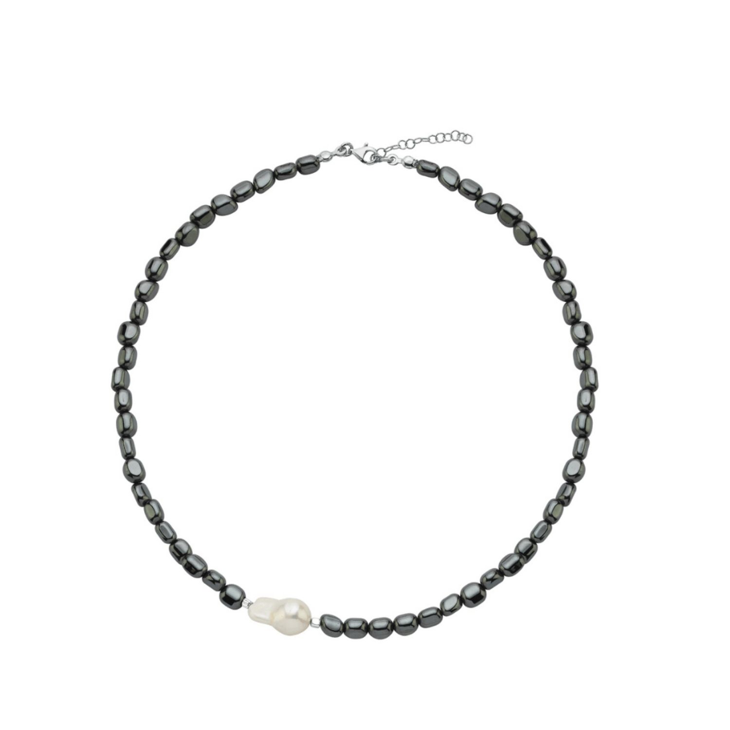 Tagma Hematite Baroque Pearl Necklace